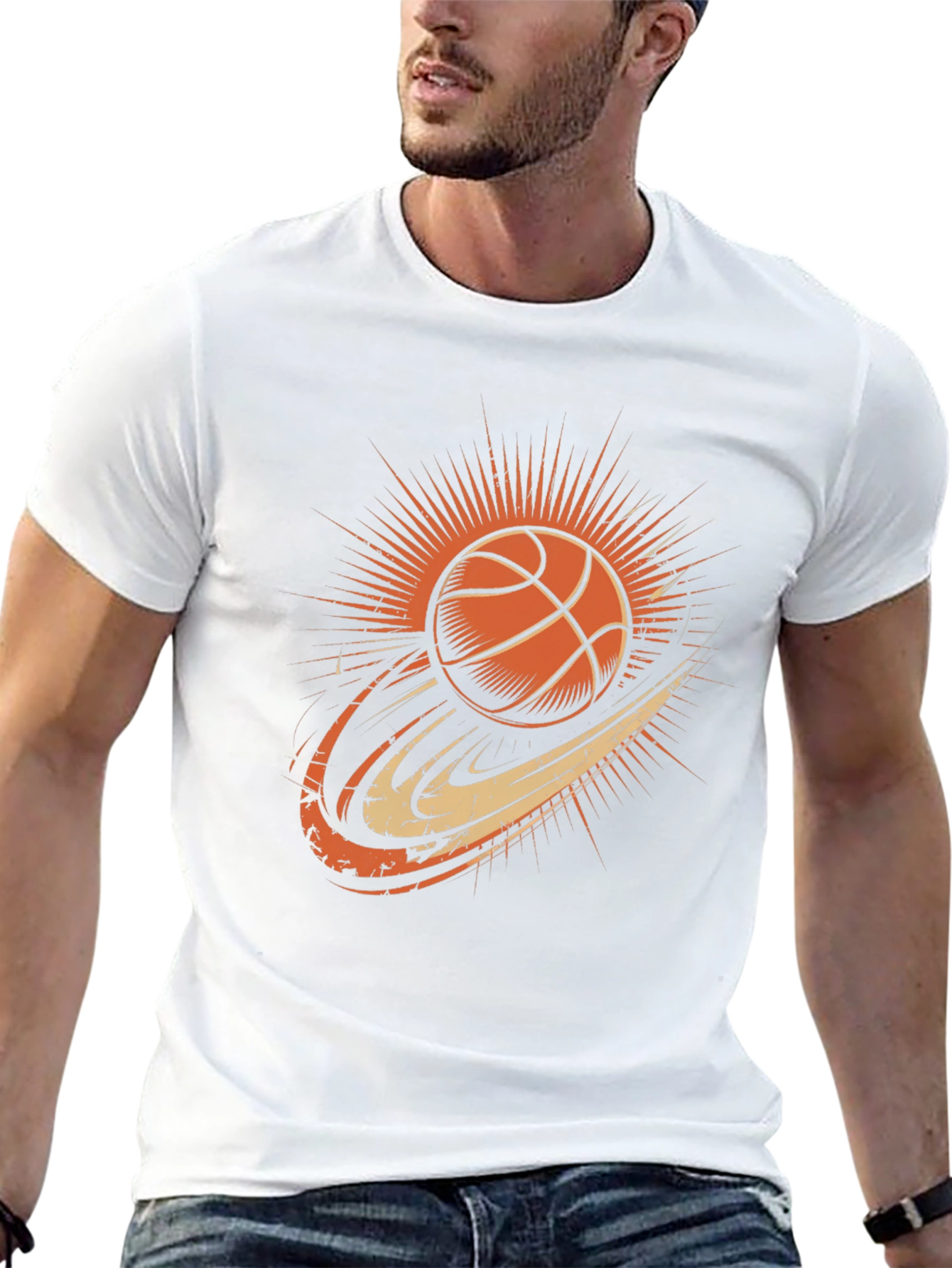Basketball Graphic Tee - Classic Black Cotton T-Shirt