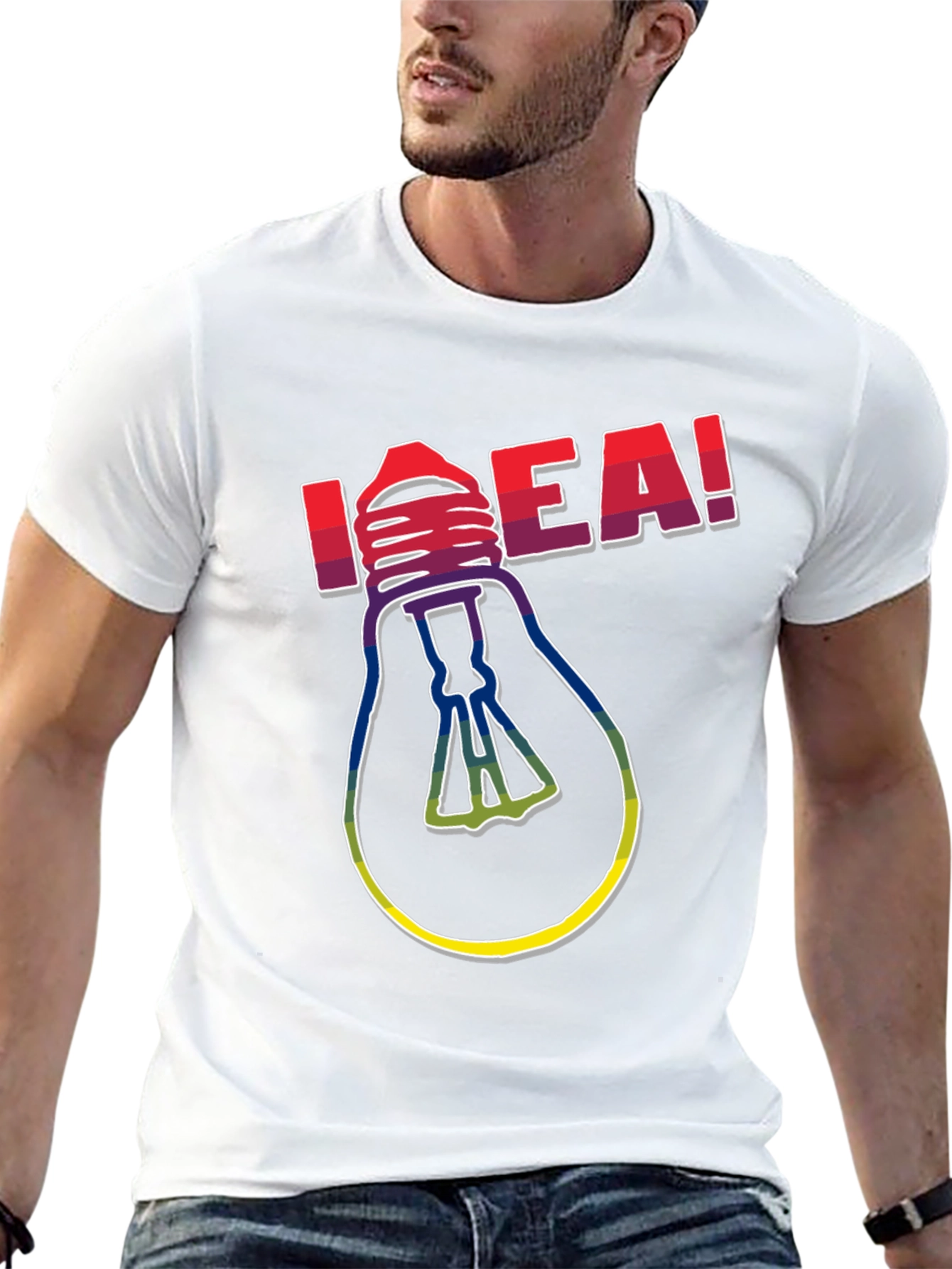 Idea! Light Bulb Graphic Print Crew Neck T-Shirt