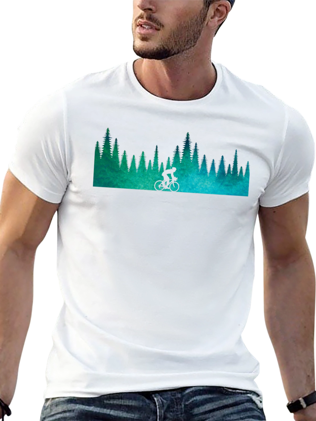 Mountain Biker Forest Graphic Tee