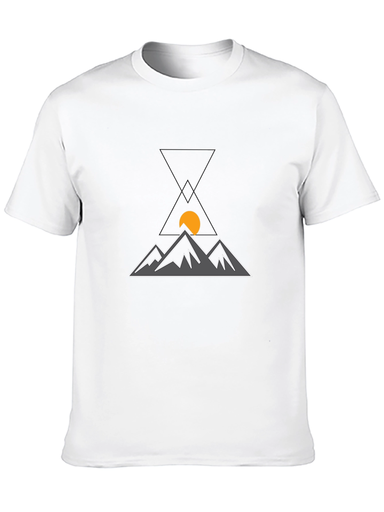 Geometric Mountain Sunset Black T-Shirt