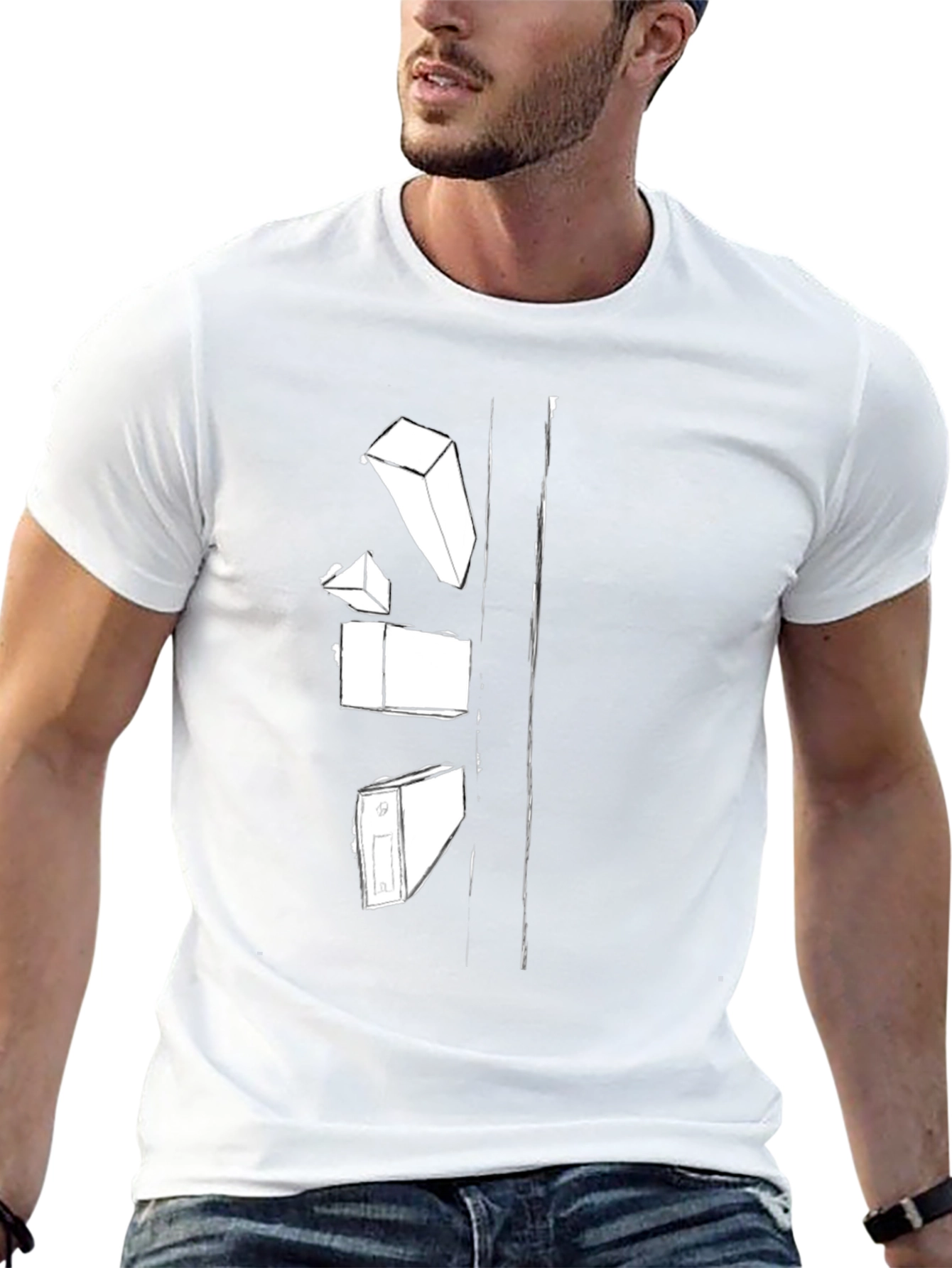 Abstract Block Graphic Black T-Shirt
