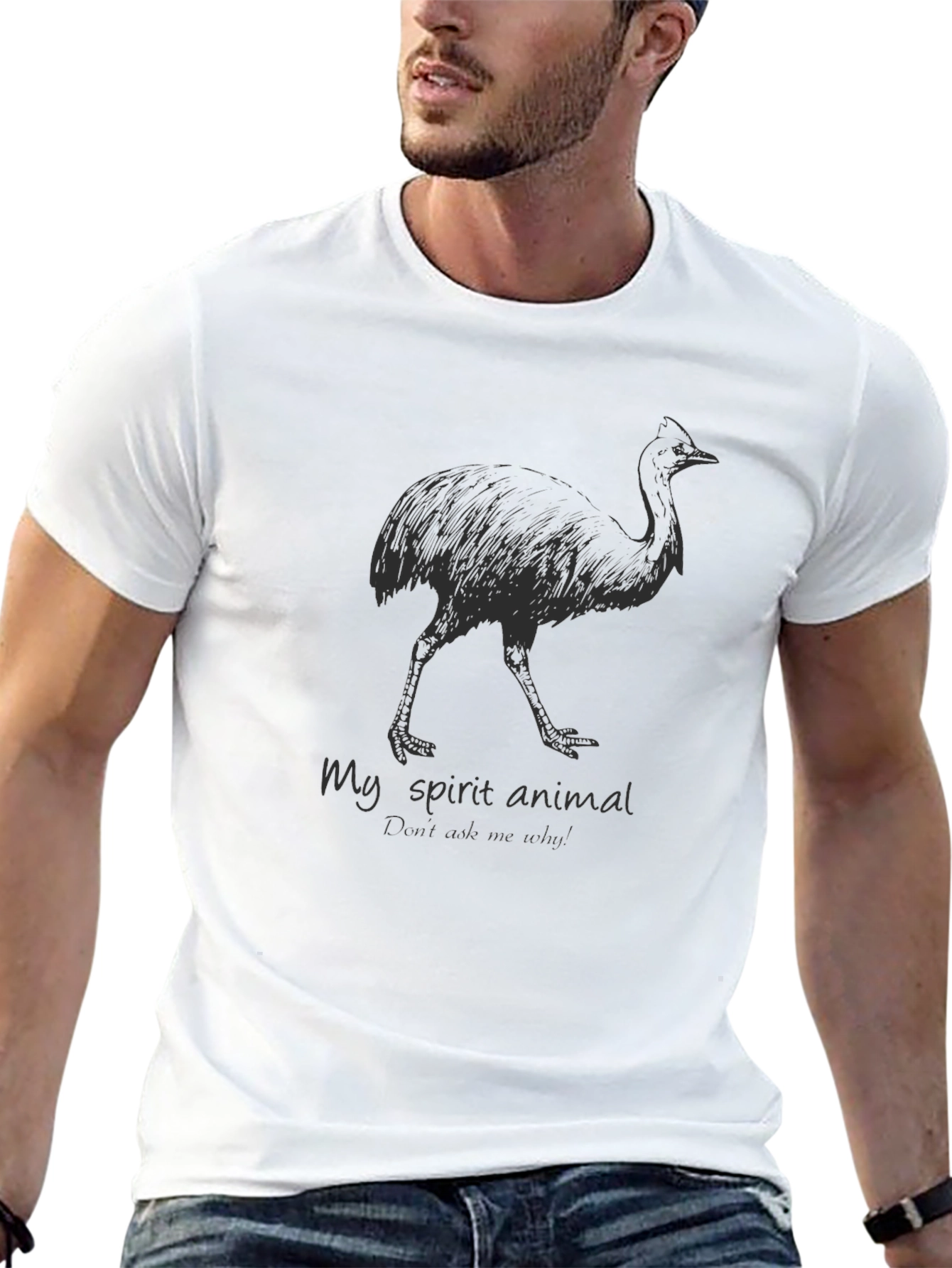 Spirit Animal Emu Graphic T-Shirt - Black