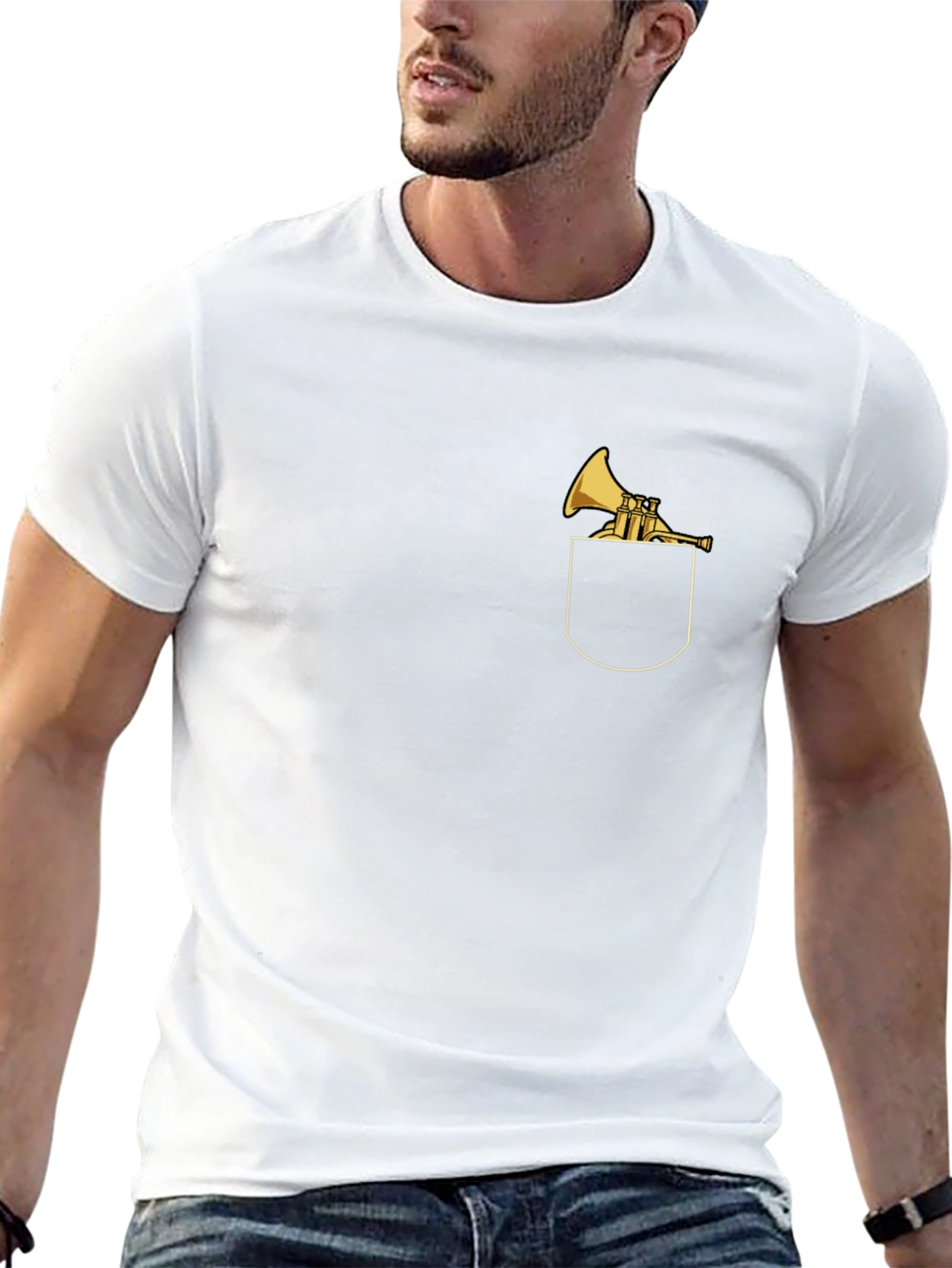 Pocket Trumpet Graphic Tee - Black Cotton Blend