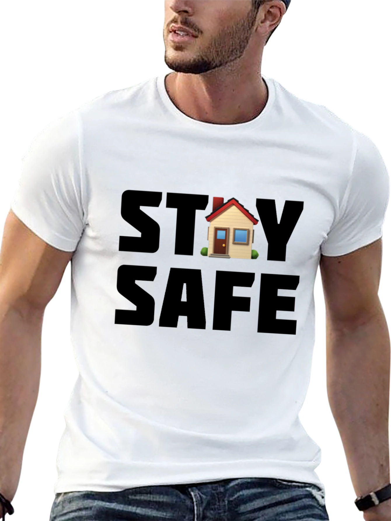 Stay Safe House Graphic Black T-Shirt