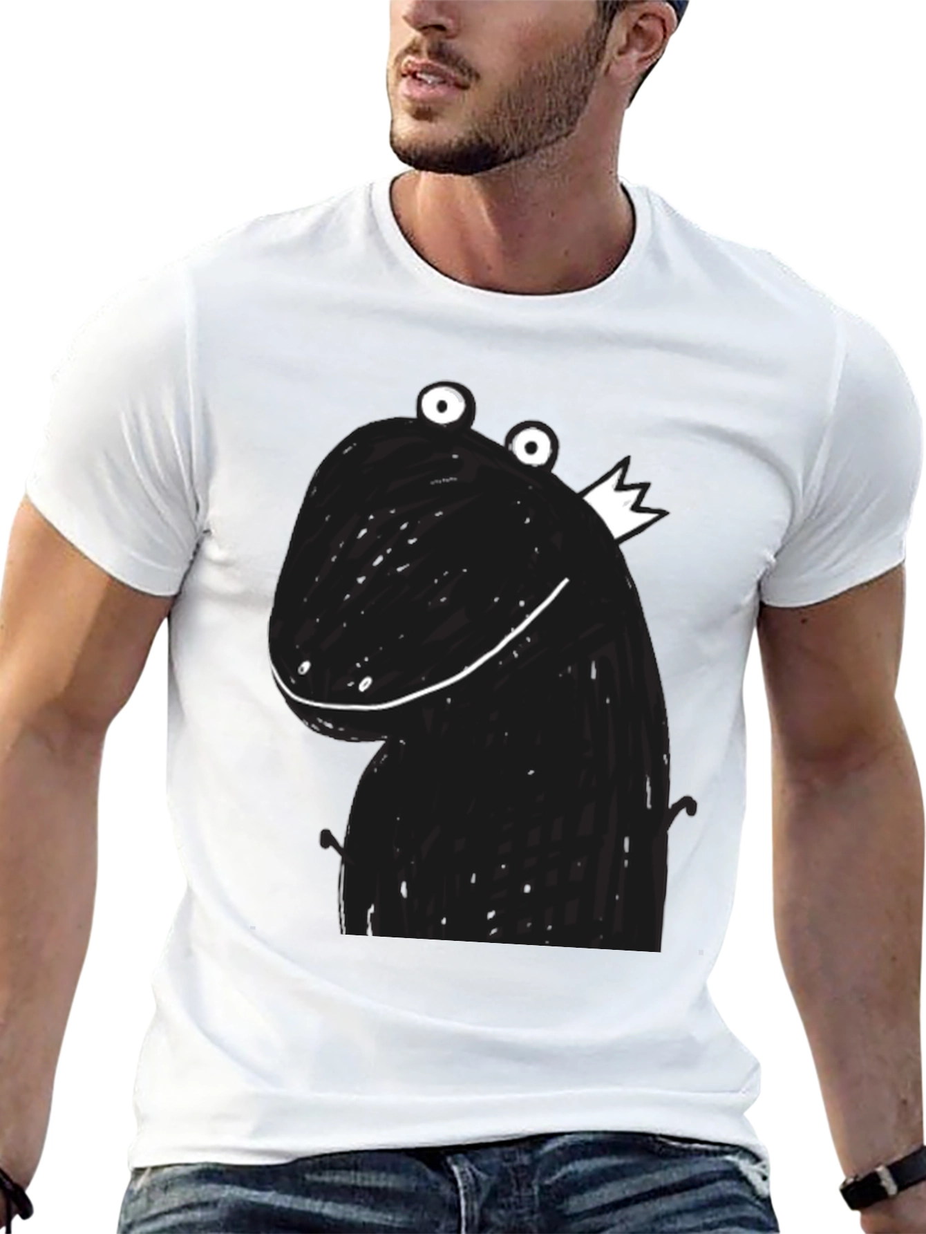 Funny Dinosaur King Graphic Tee - Black