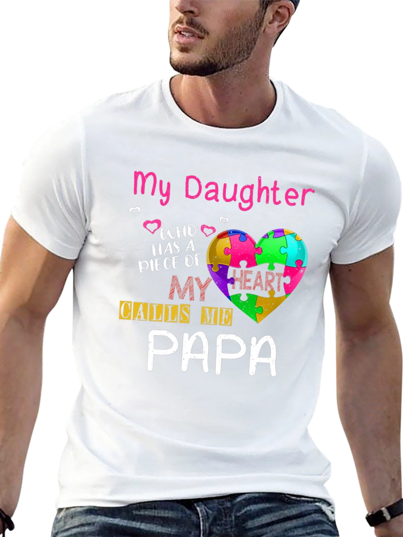 Autism Awareness Daughter Papa T-Shirt