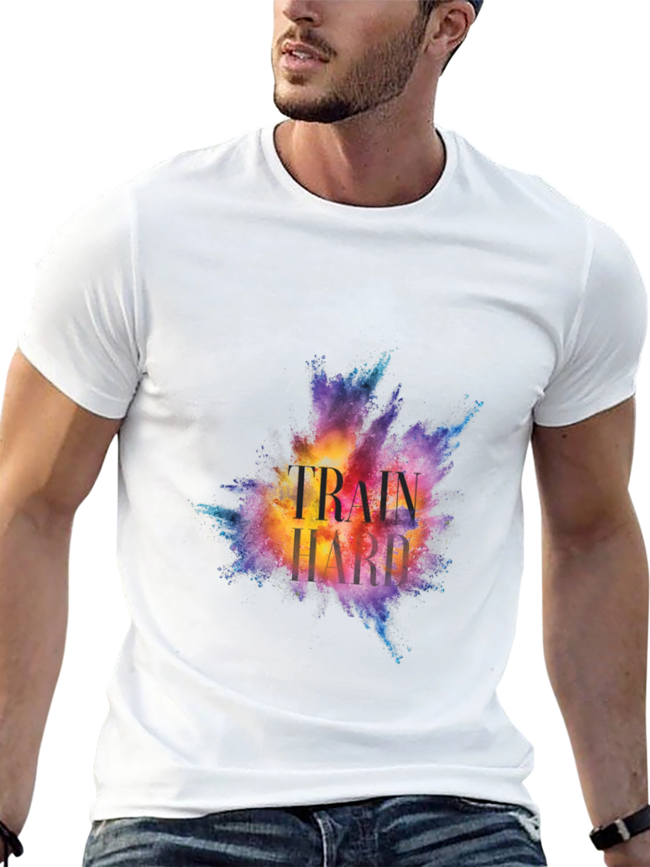 Train Hard Graphic Tee - Motivational Workout Shirt