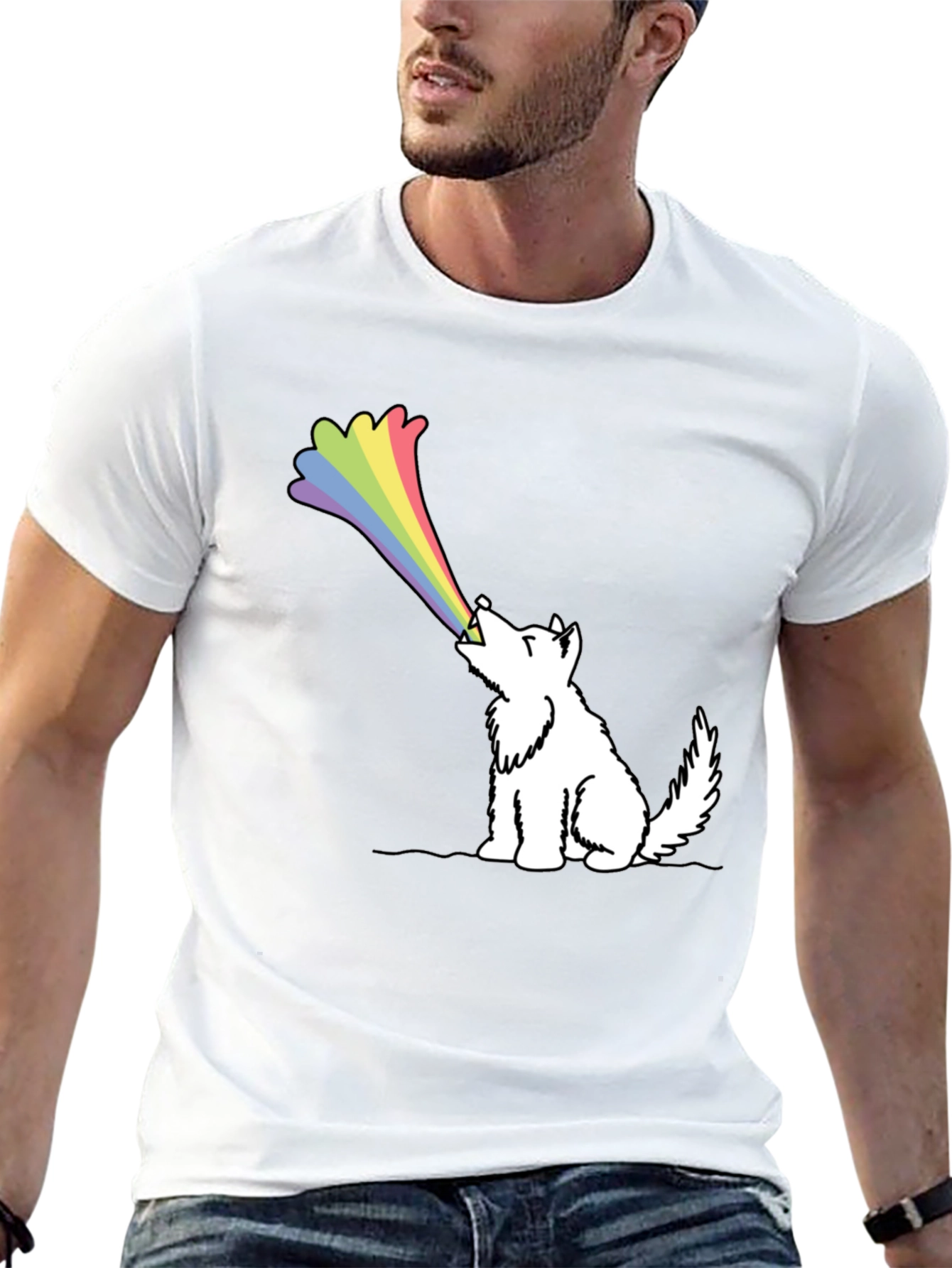 Rainbow Wolf Black T-Shirt