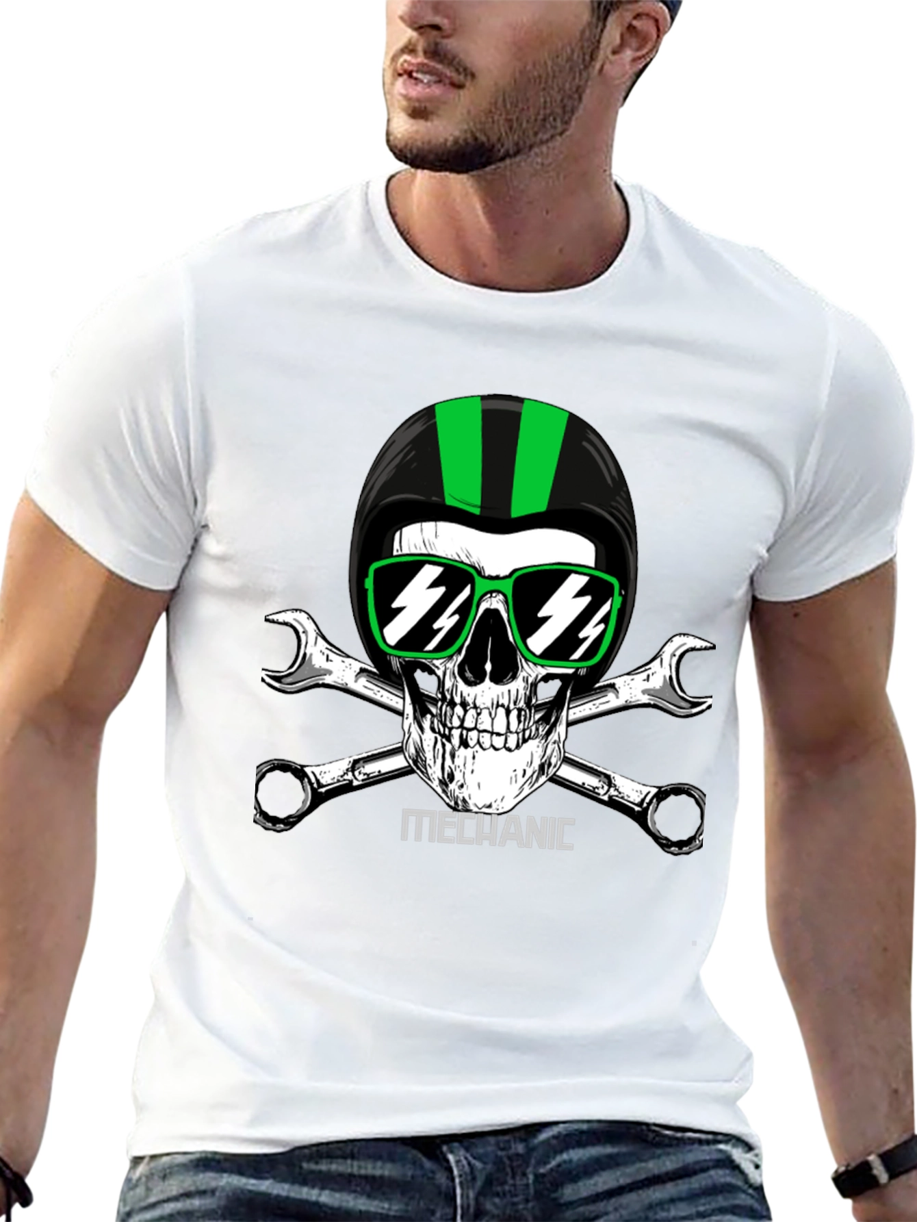 Mechanic Skull T-Shirt - Biker Style