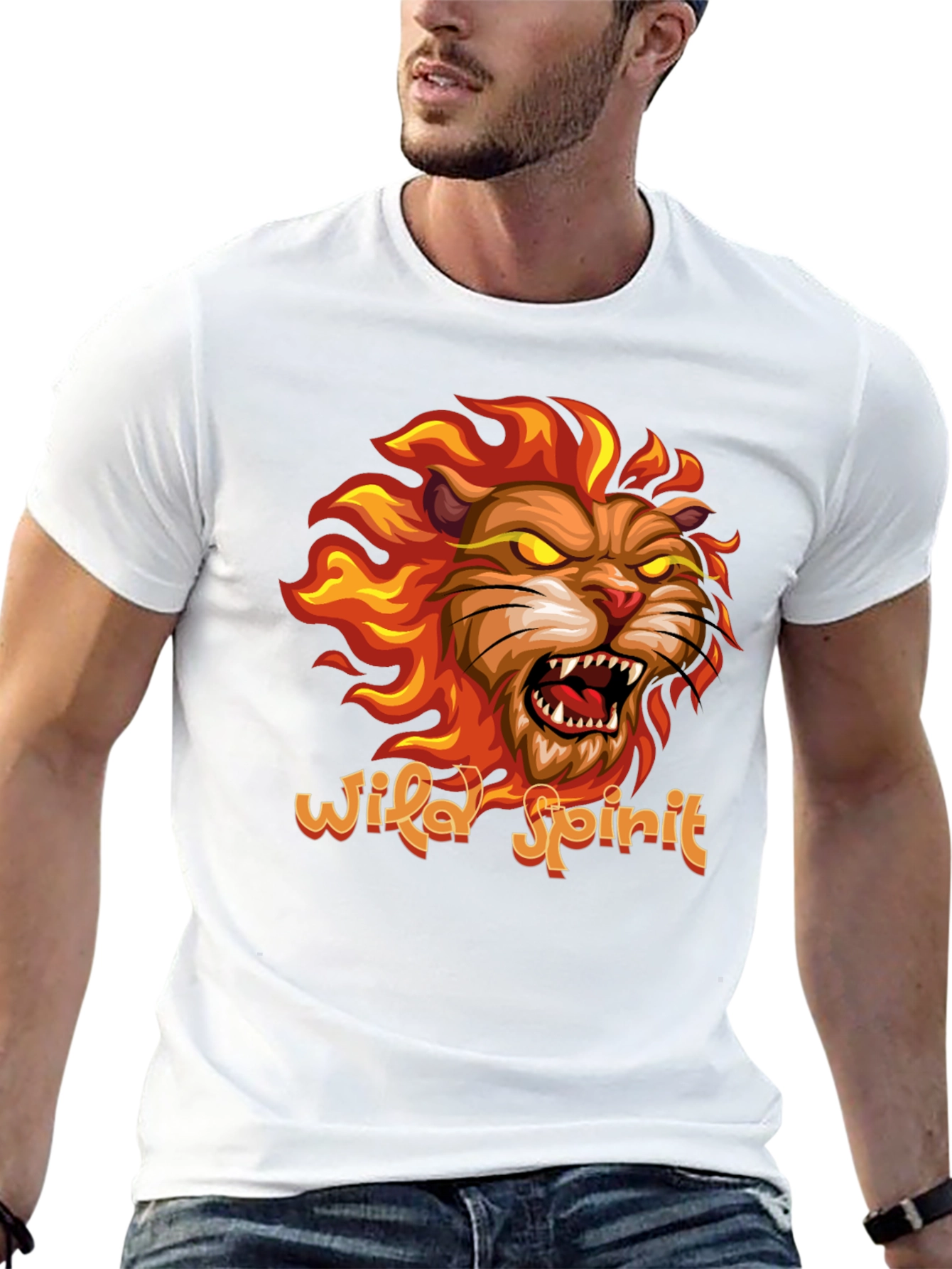 Wild Spirit Lion Graphic Tee - Black