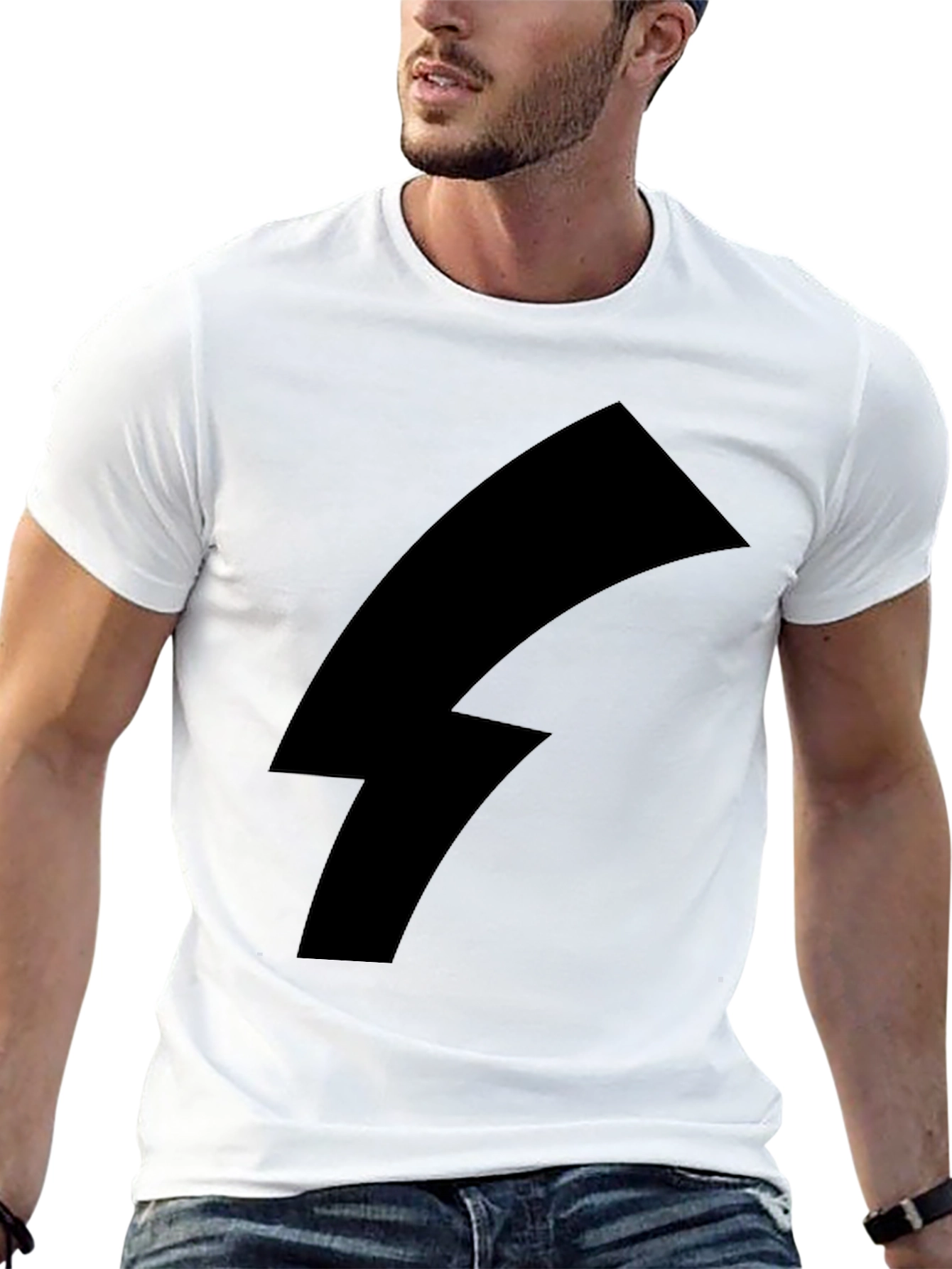 Bold Black Tee with Lightning Bolt Graphic