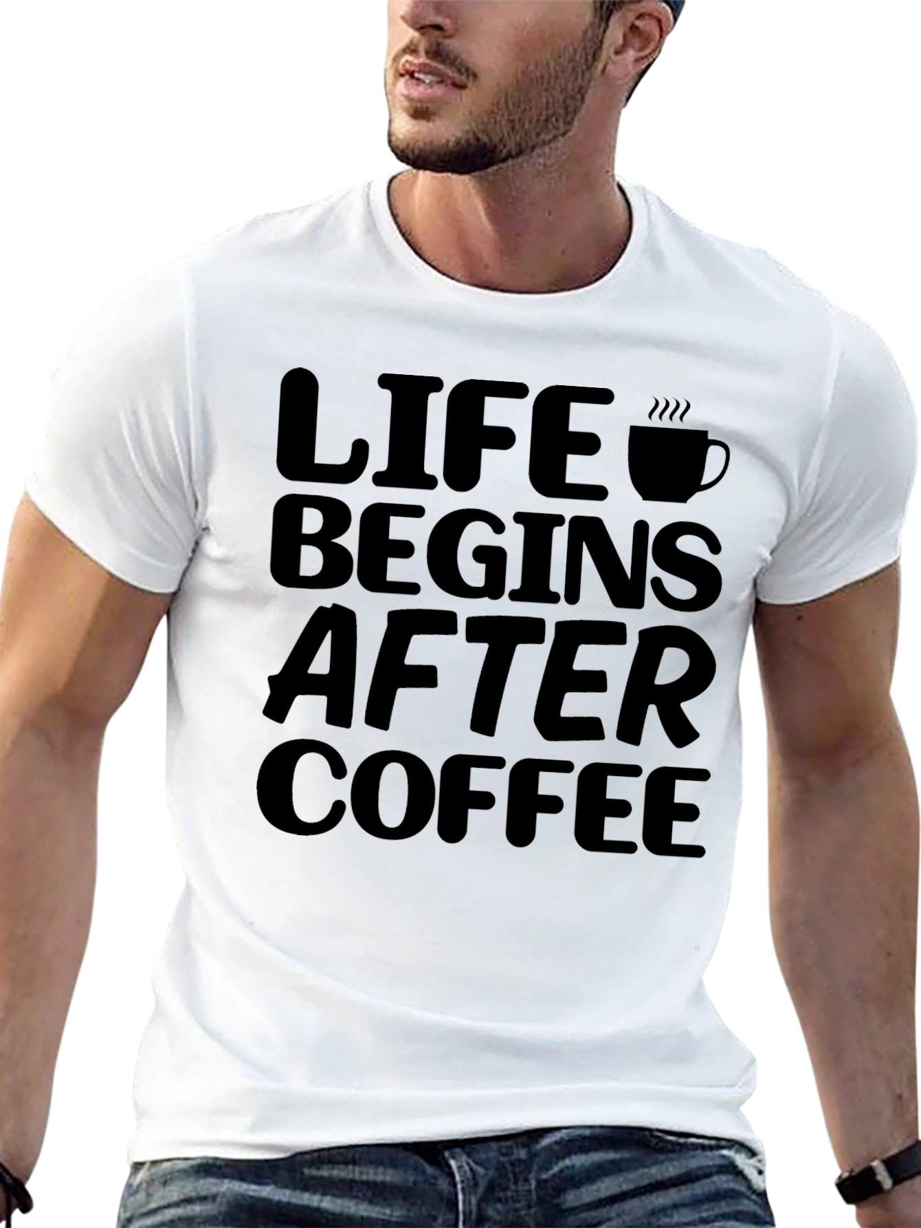 Life Begins After Coffee Graphic Tee - Black