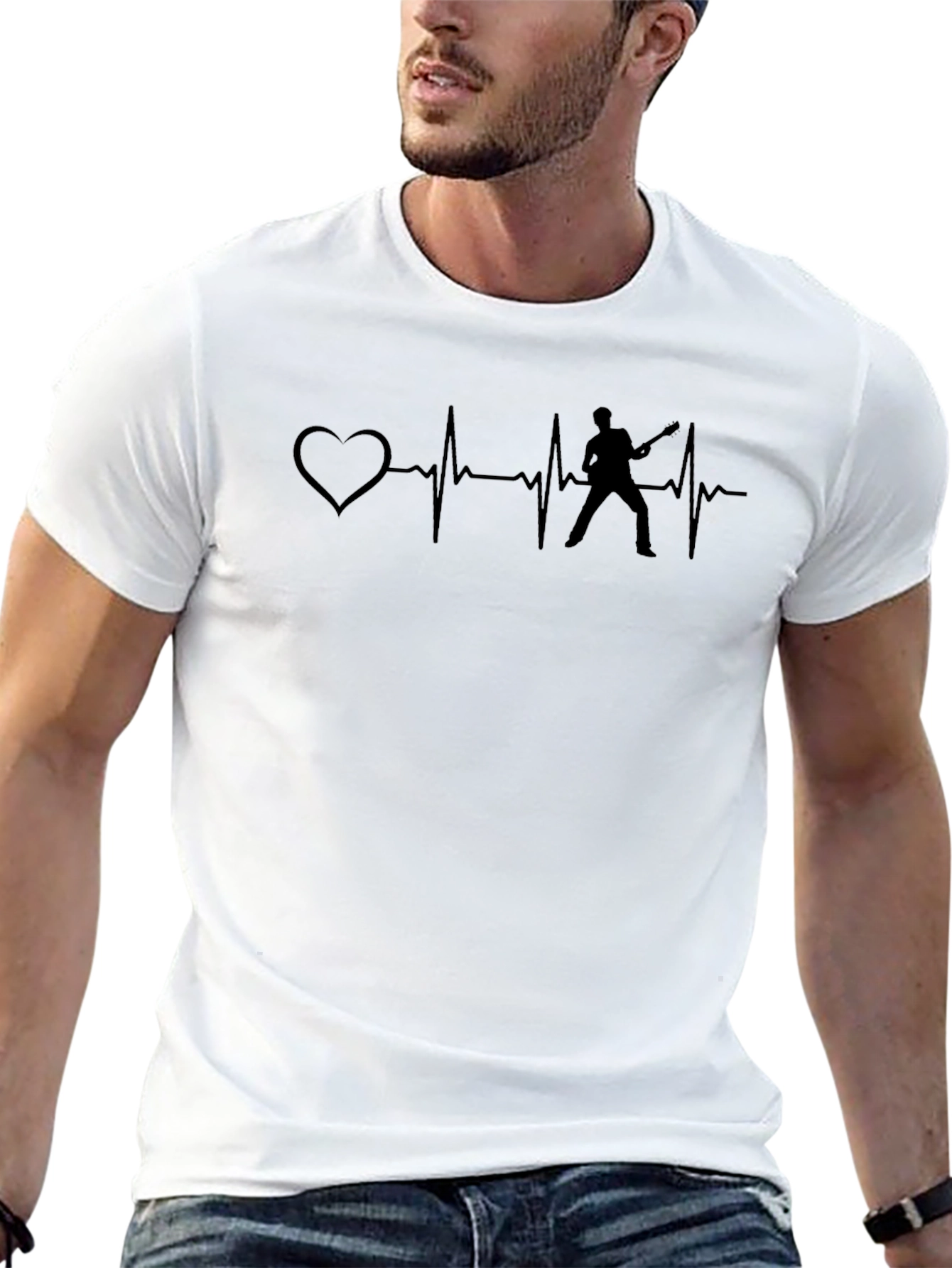 Heartbeat Guitarist T-Shirt - Music Lover Tee