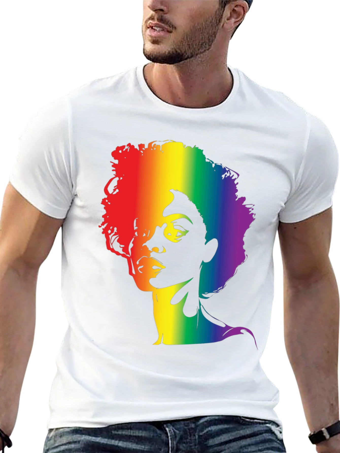 Rainbow Afro Graphic Tee - Stylish Black T-Shirt