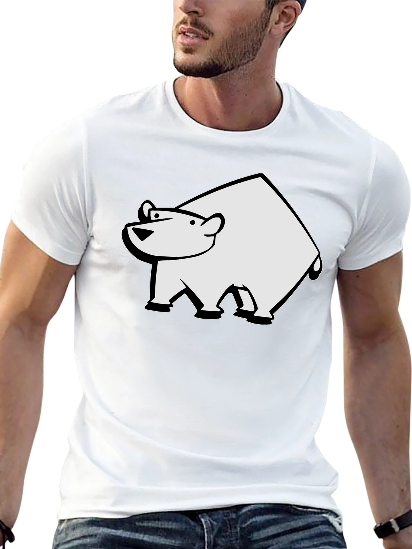 Cool Polar Bear Graphic Tee - Black Cotton T-Shirt
