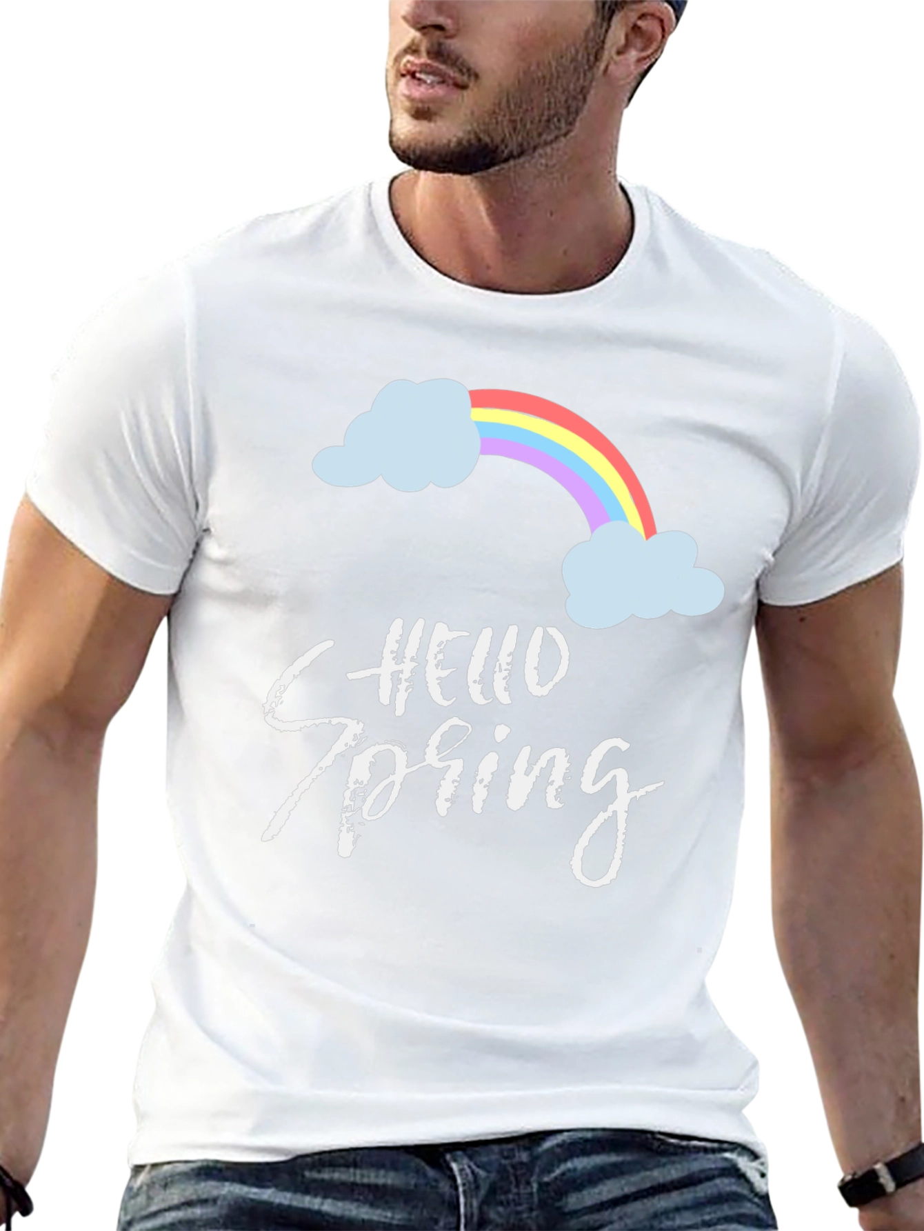 Hello Spring Rainbow Graphic Tee