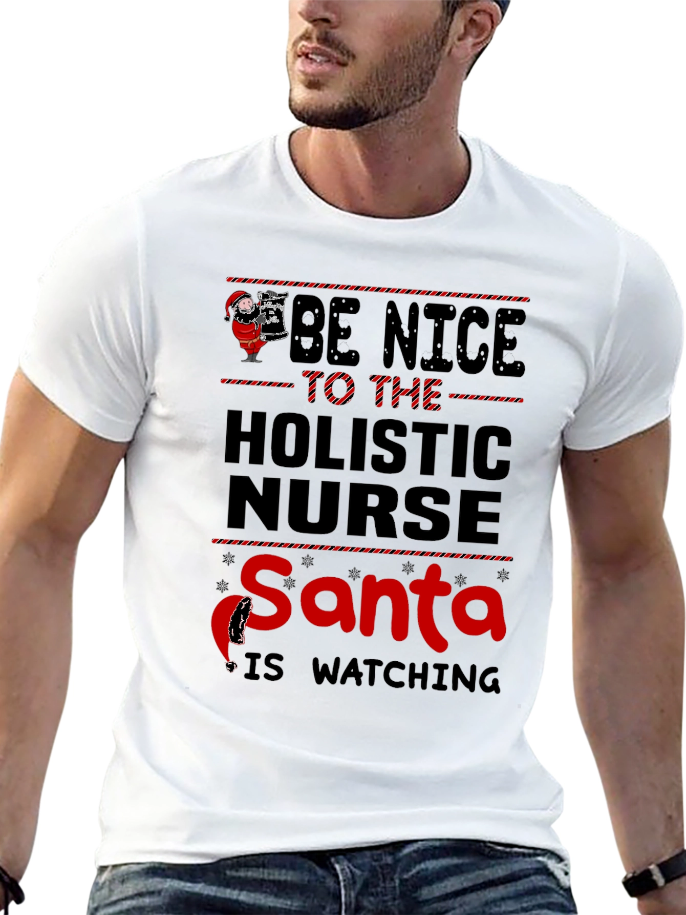 Holistic Nurse Santa Watching T-Shirt - Unisex