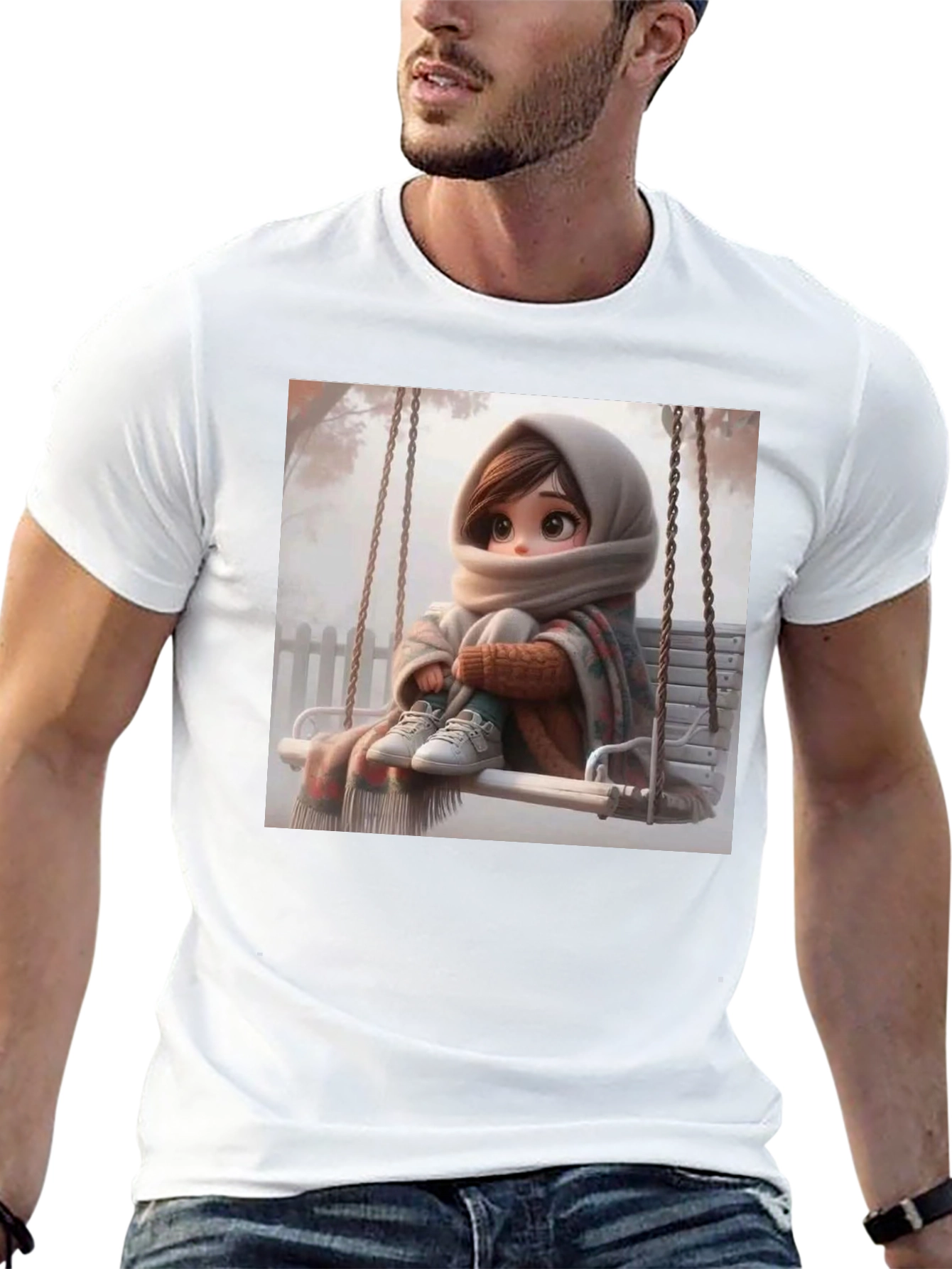 Girl on Swing Black Tee