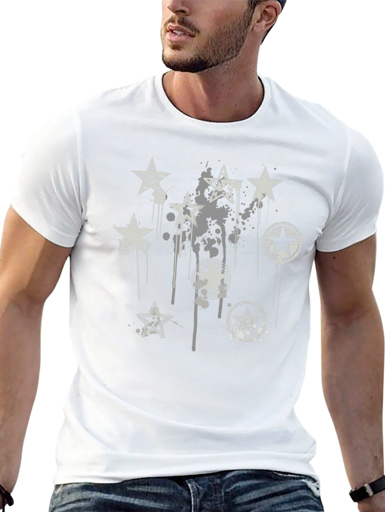 Grunge Star Graphic T-Shirt - Black