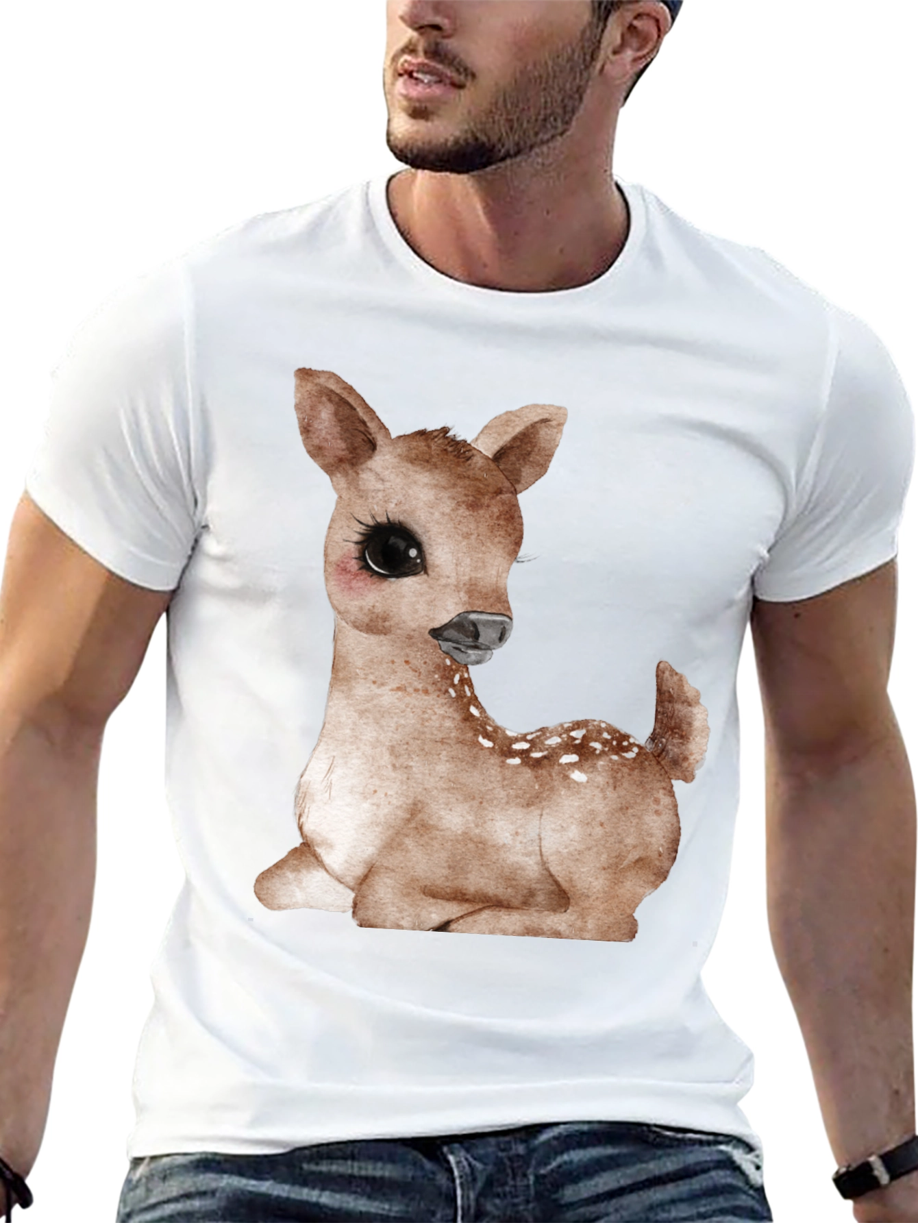 Cute Deer Graphic Tee - Unisex Black T-Shirt