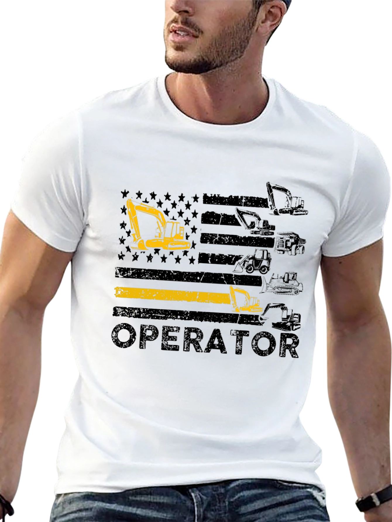 Operator T-Shirt: Heavy Equipment Flag Design