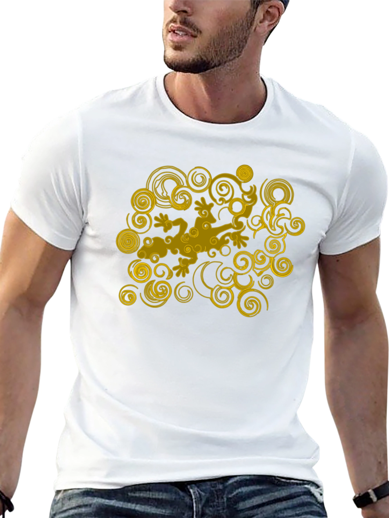 Cool Gecko Swirl Graphic Black T-Shirt