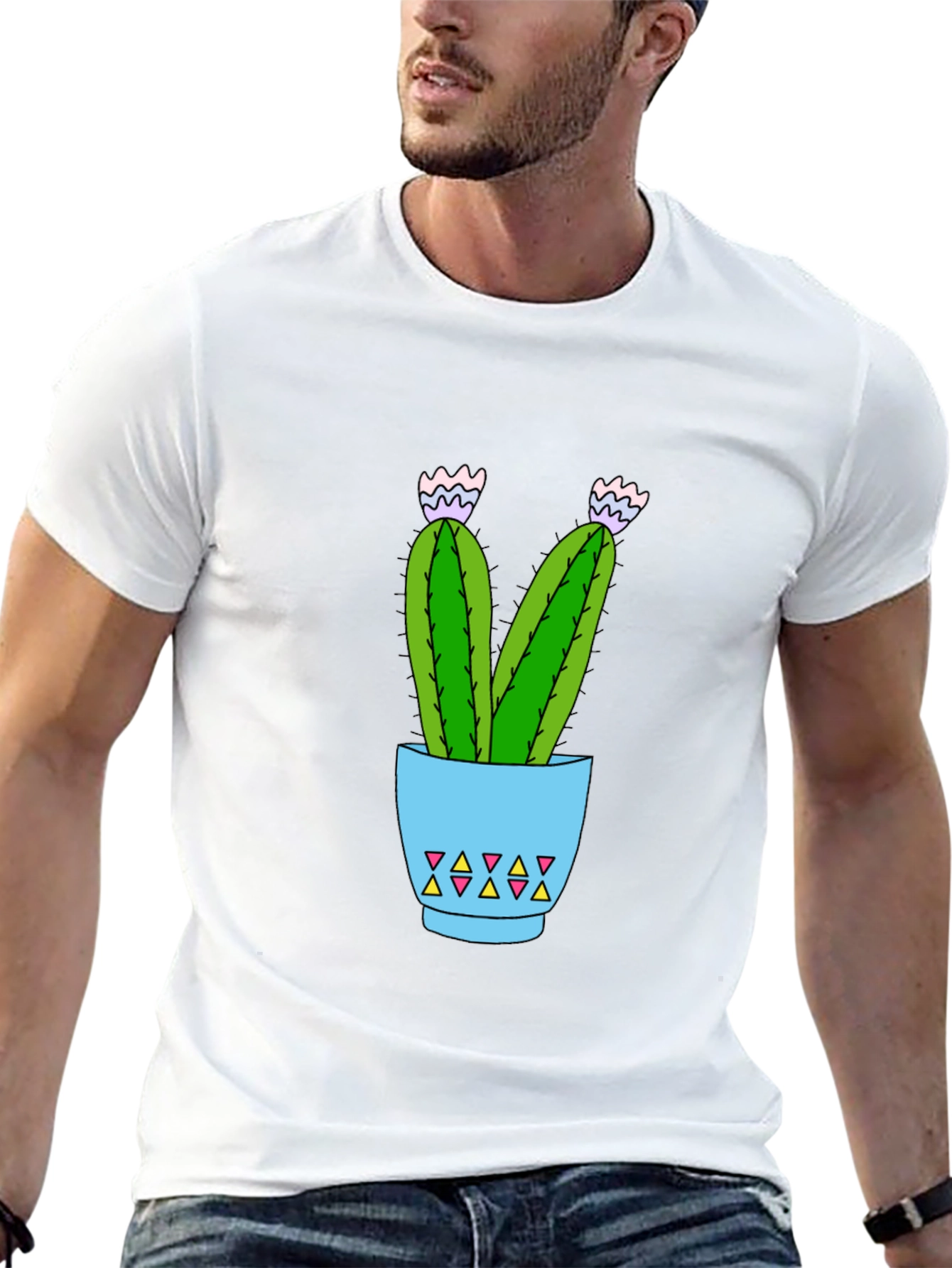 Cactus Potted Plant Graphic T-Shirt