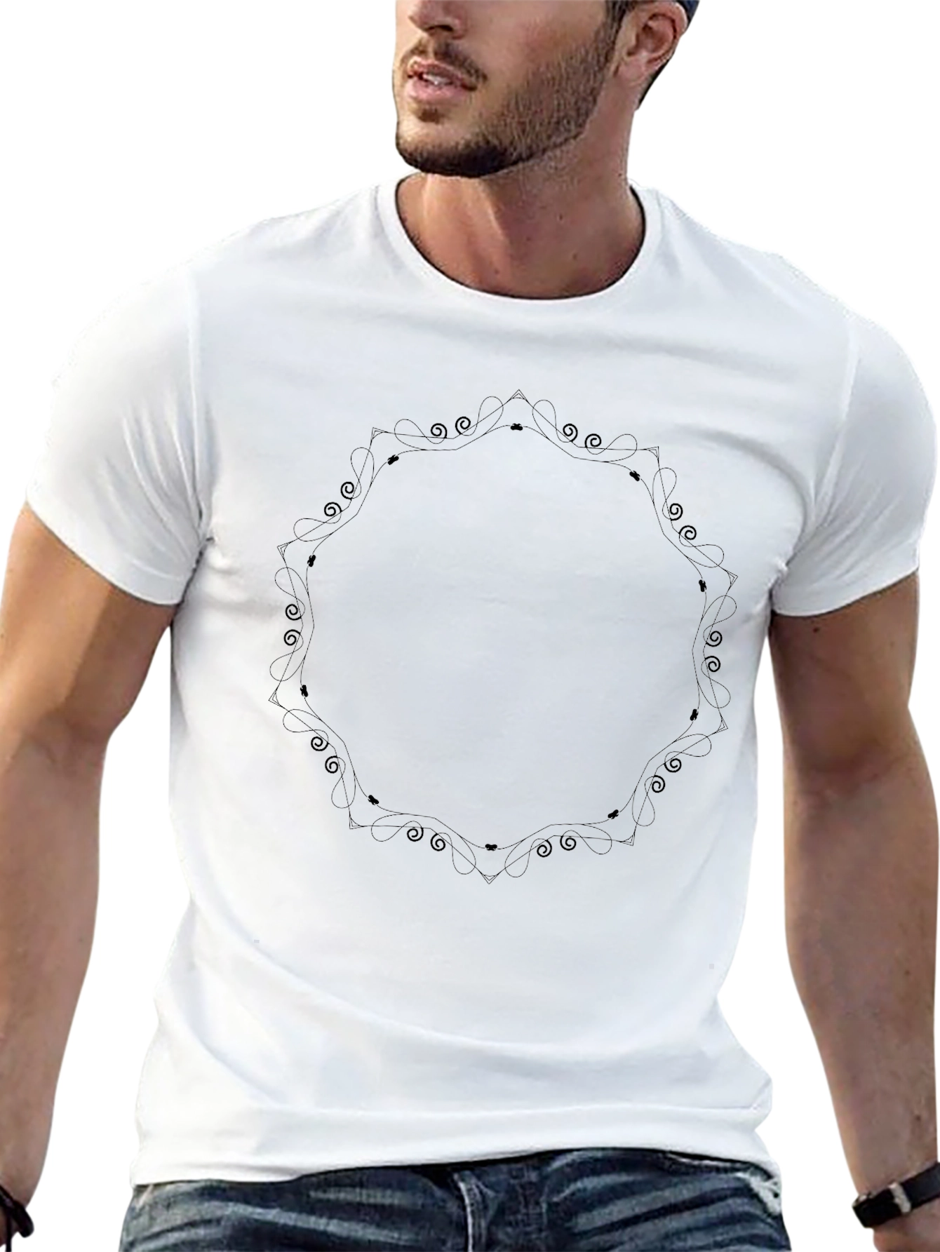Black Graphic Tee - Abstract Mandala Design