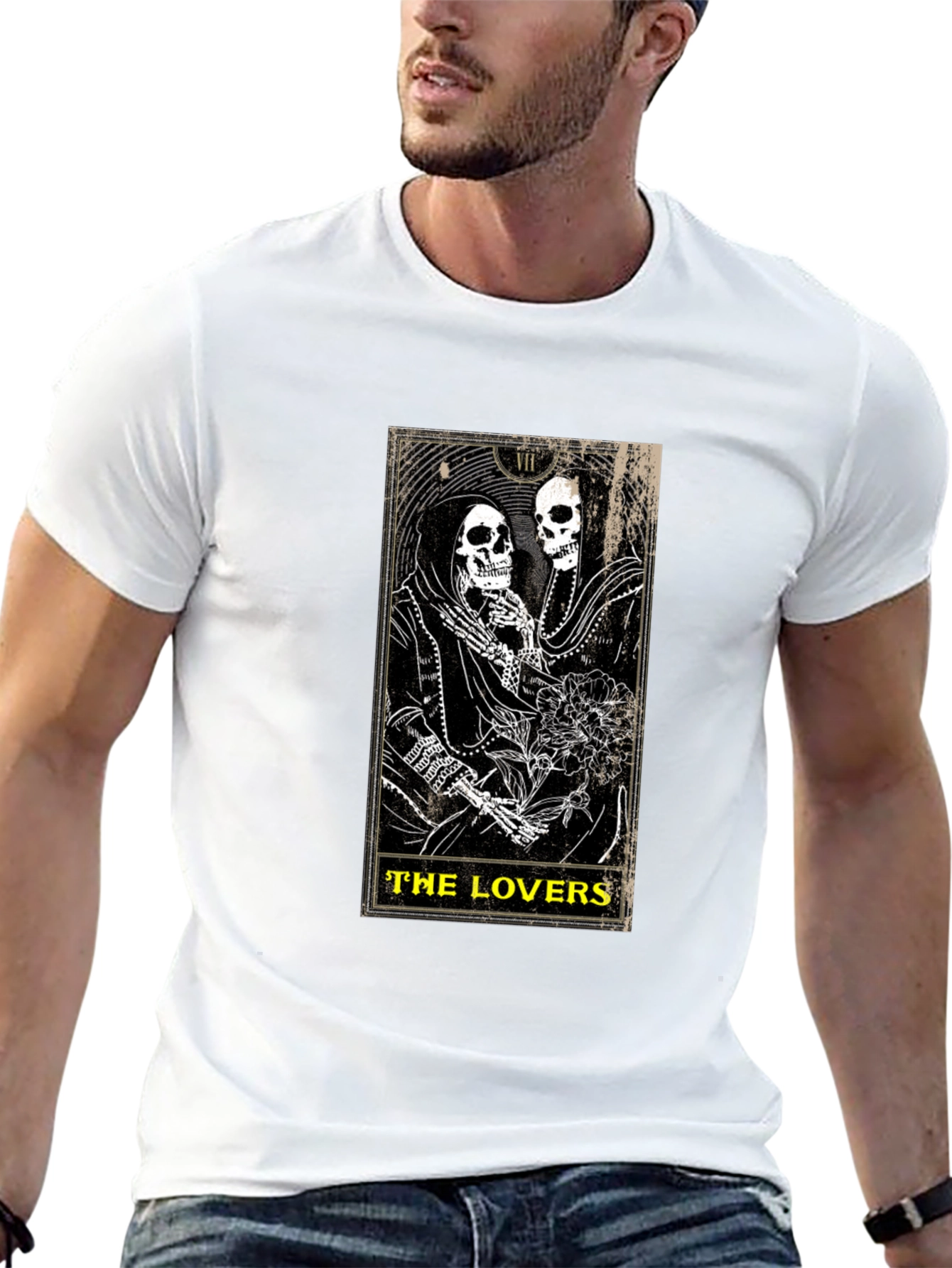 The Lovers Tarot Card Graphic T-Shirt - Black