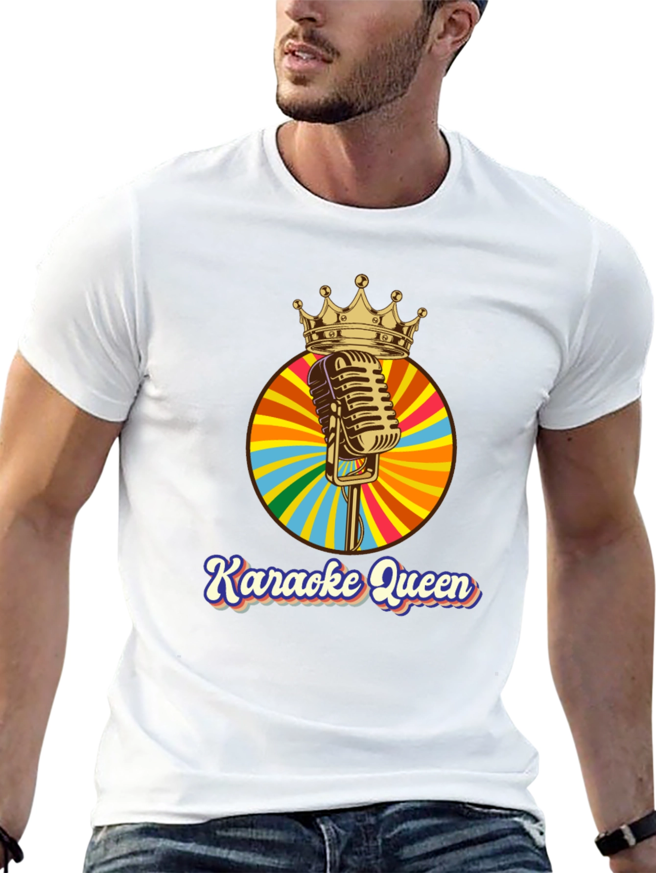 Karaoke Queen Graphic Tee - Retro Mic Design