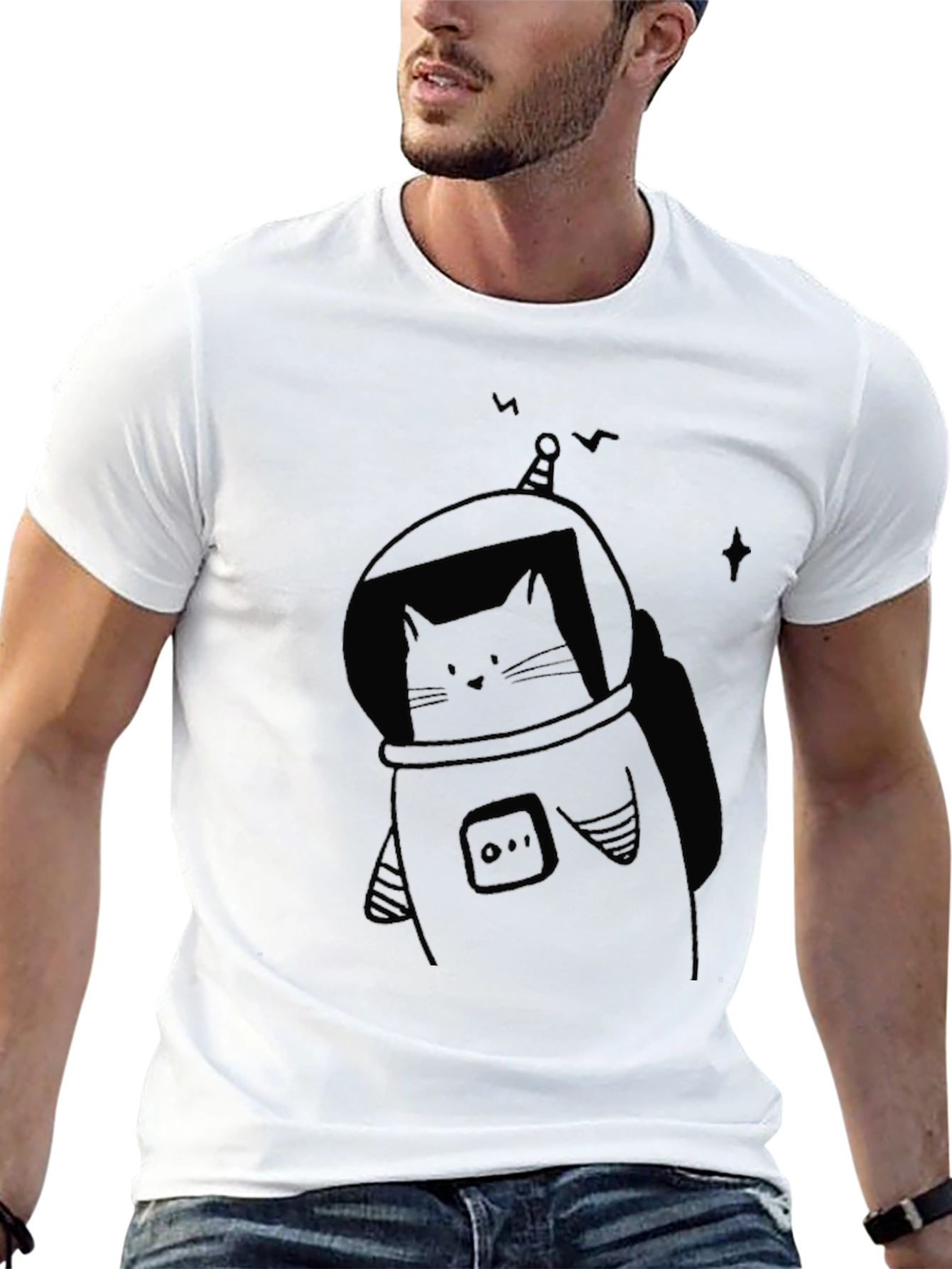Astronaut Cat Graphic T-Shirt - Soft Cotton Tee