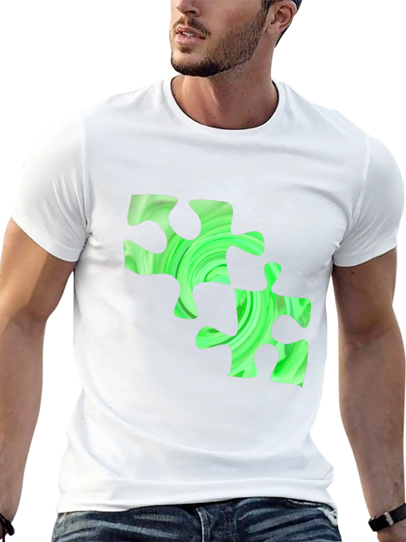 Puzzle Piece Graphic Tee - Black Casual Shirt
