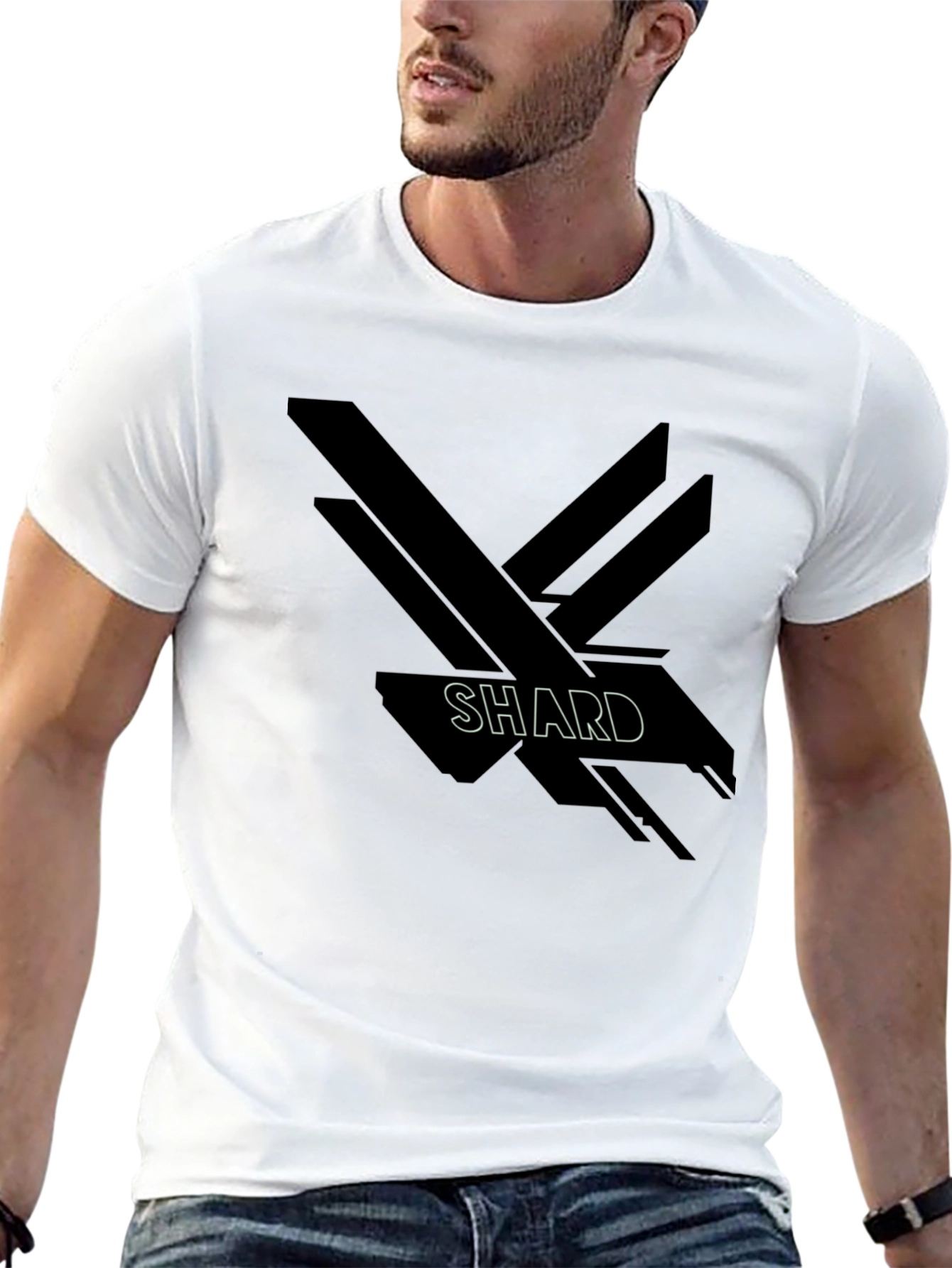 Abstract Shard Design Black Graphic T-Shirt
