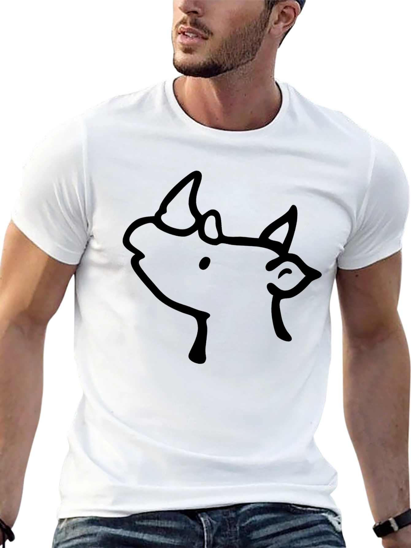 Rhino Sketch Black T-Shirt - Modern Graphic Tee