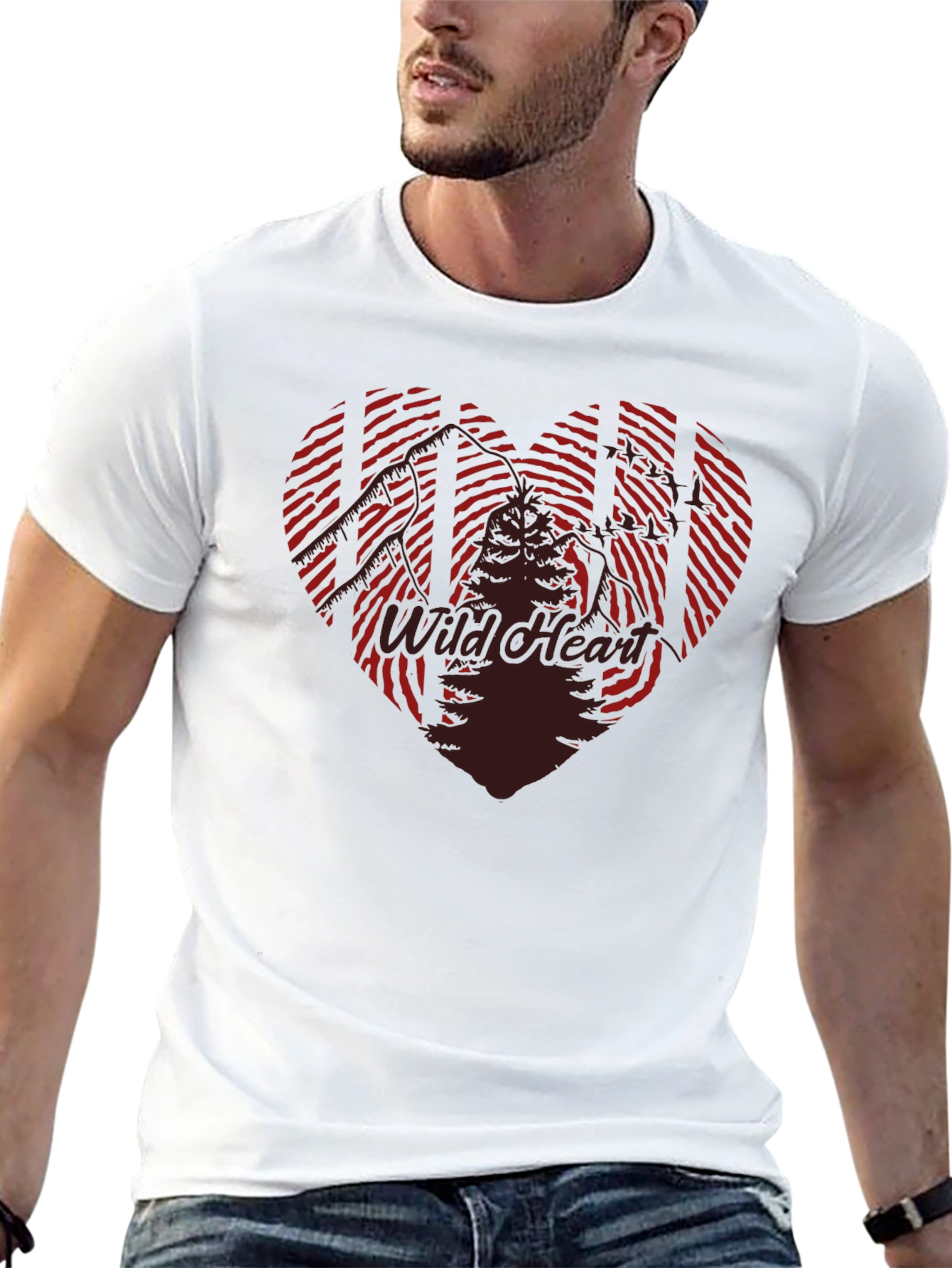 Wild Heart Graphic Tee - Mens Black Casual T-Shirt
