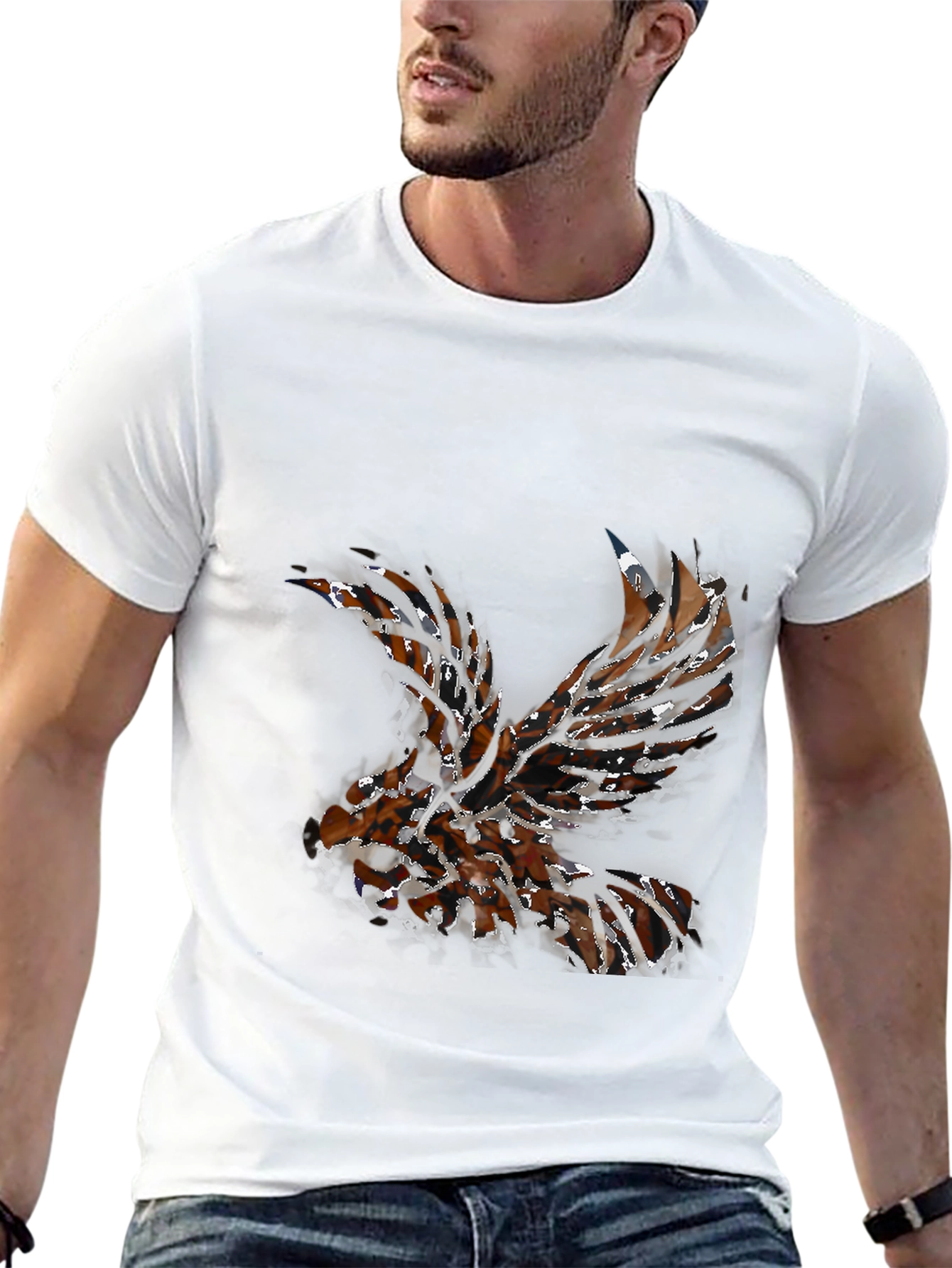 Abstract Eagle Graphic Black T-Shirt
