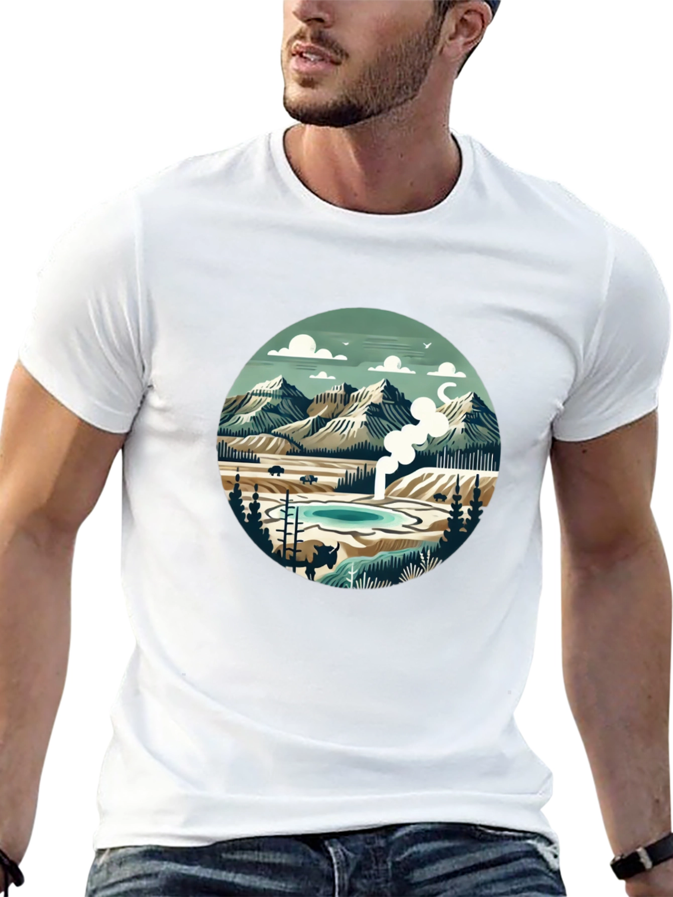 Mountain Landscape Graphic Tee - Black