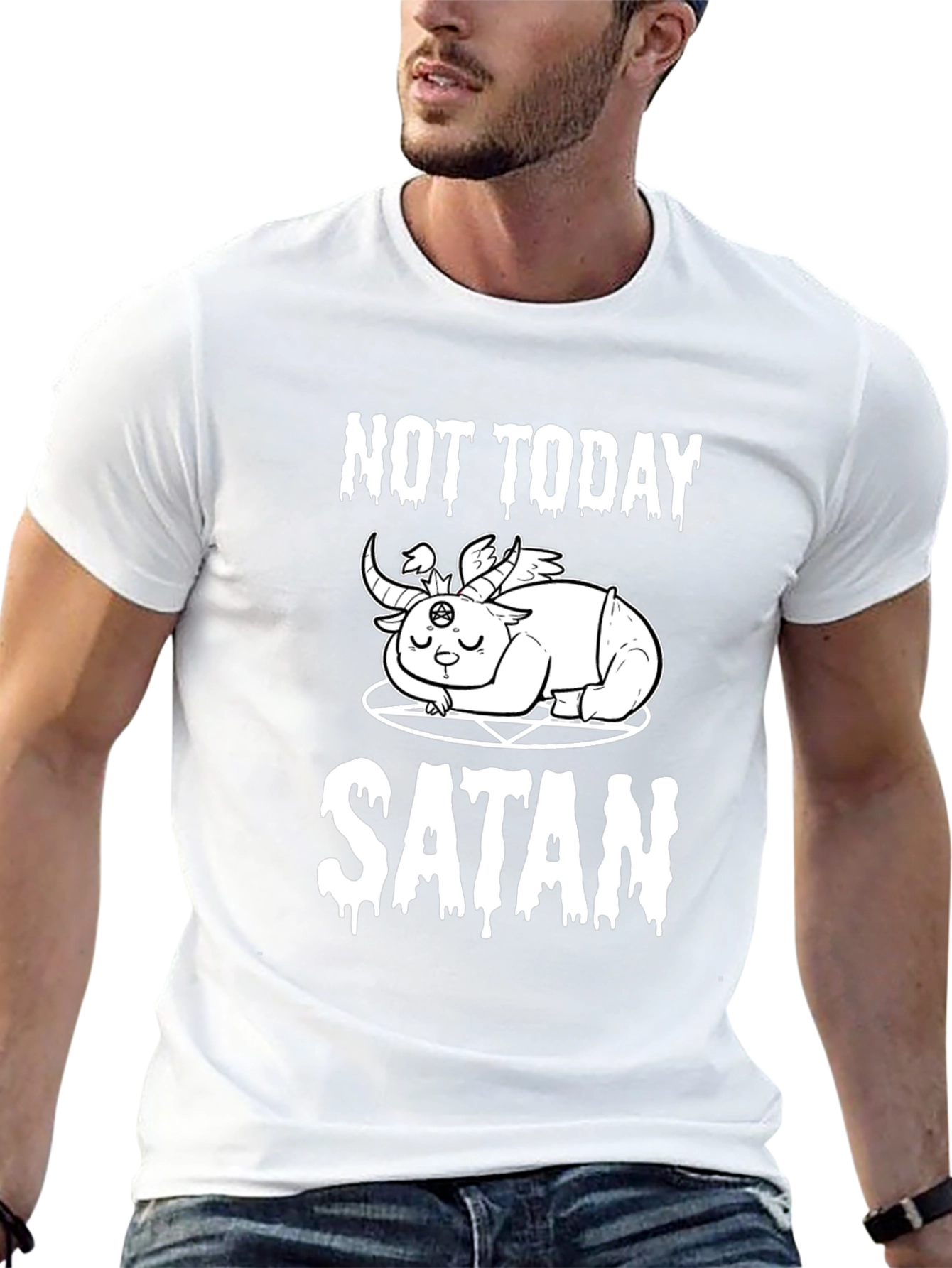 Not Today Satan T-Shirt - Cute Baphomet Design