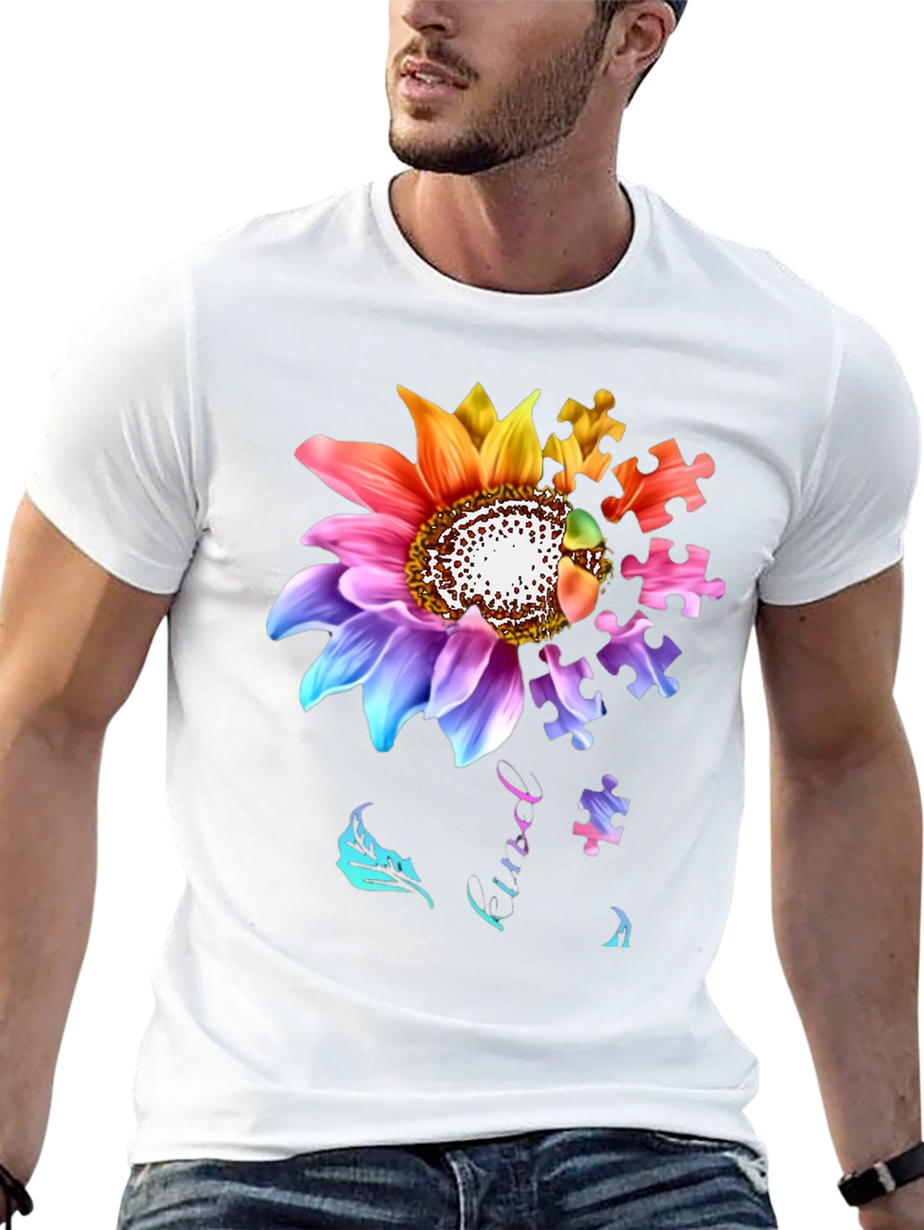 Autism Awareness Sunflower Puzzle Piece T-Shirt