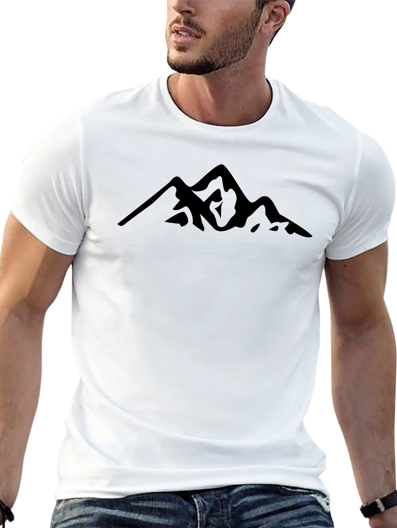 Minimalist Mountain Graphic Black T-Shirt