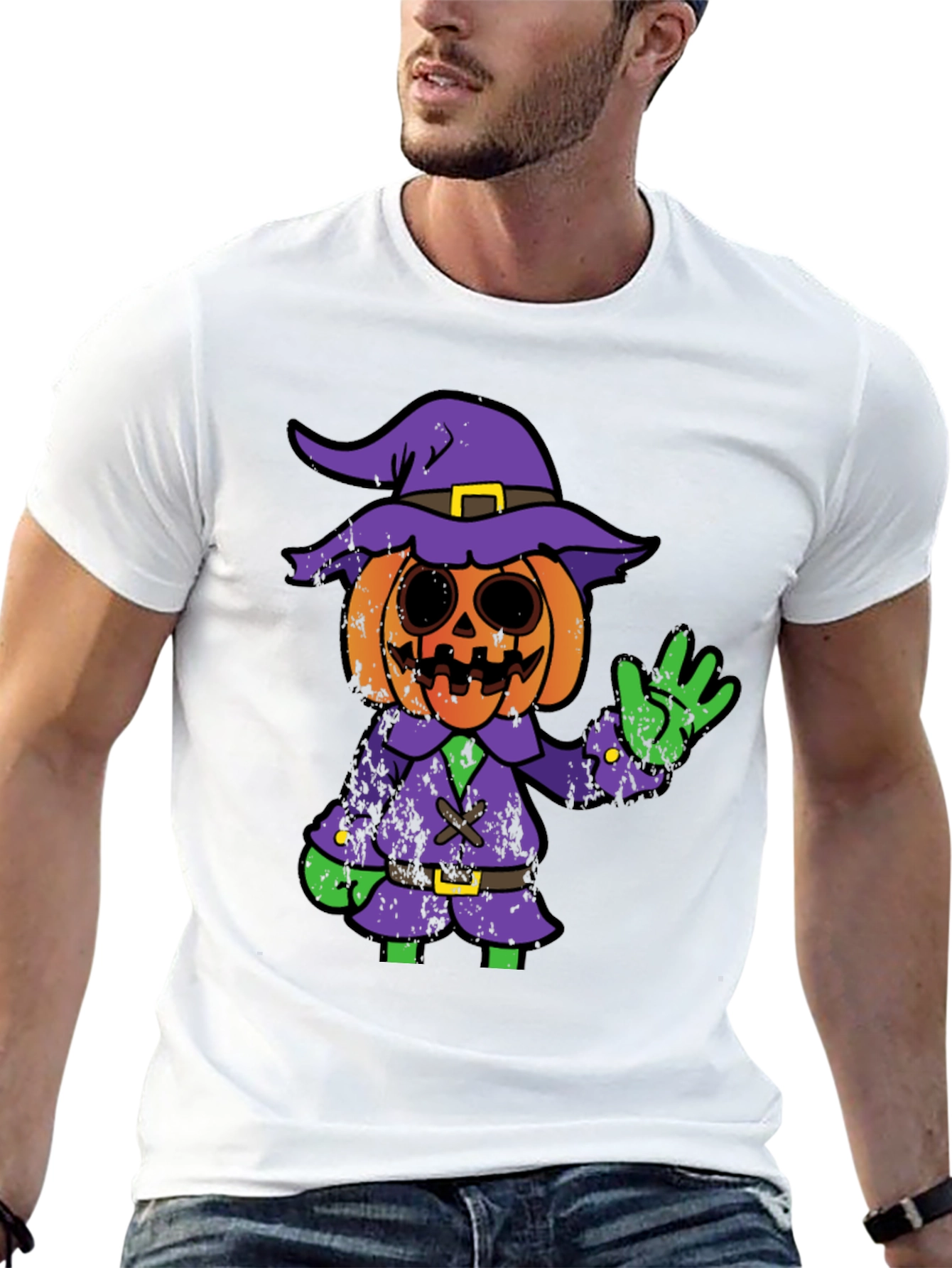Halloween Pumpkin Witch Graphic Tee