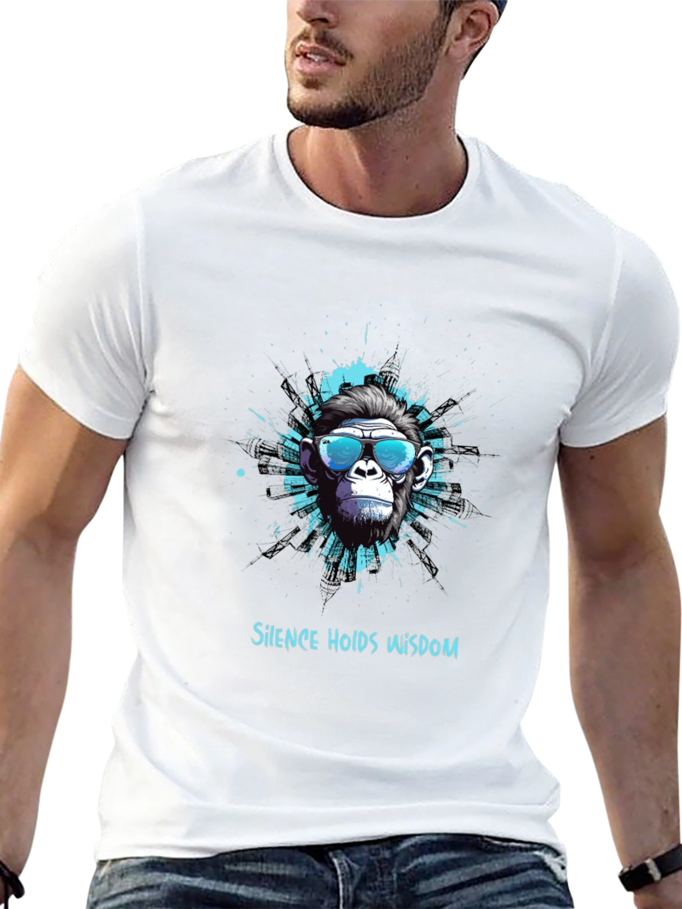 Cool Monkey Graphic Tee - Silence Holds Wisdom