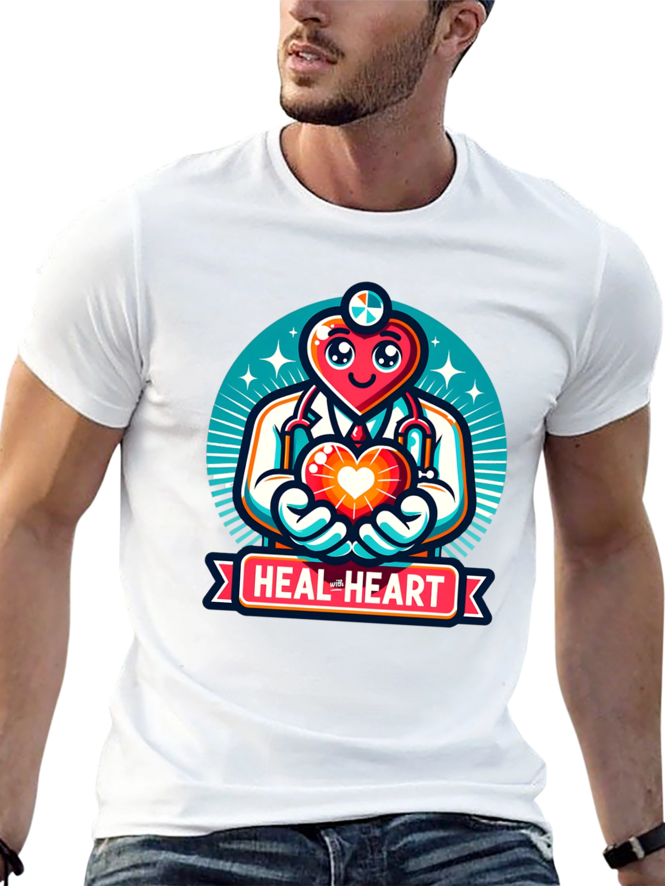 Heal the Heart Doctor Cartoon Graphic Tee
