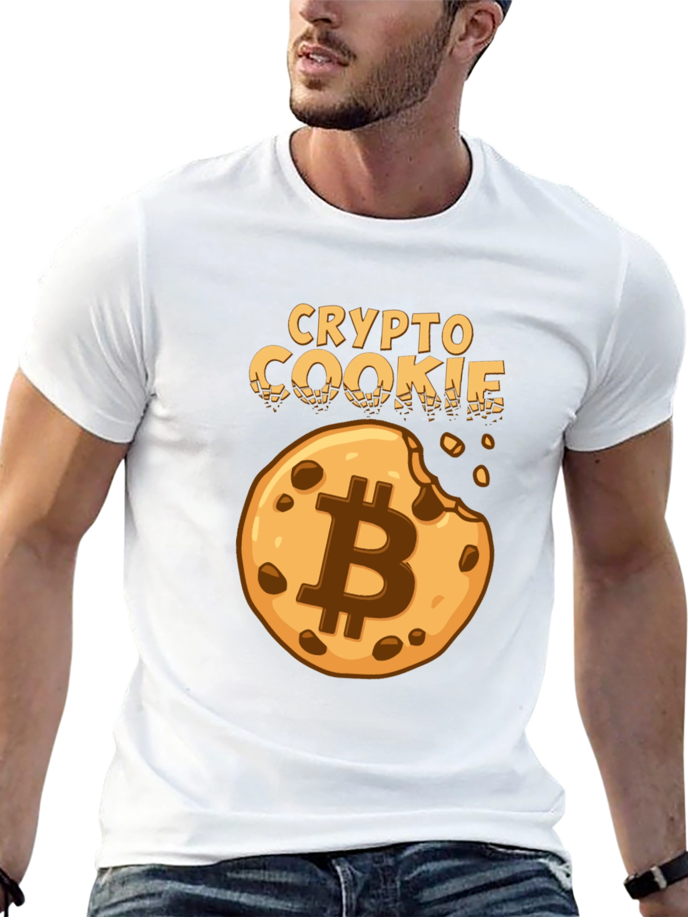 Crypto Cookie Black T-Shirt Bitcoin Design