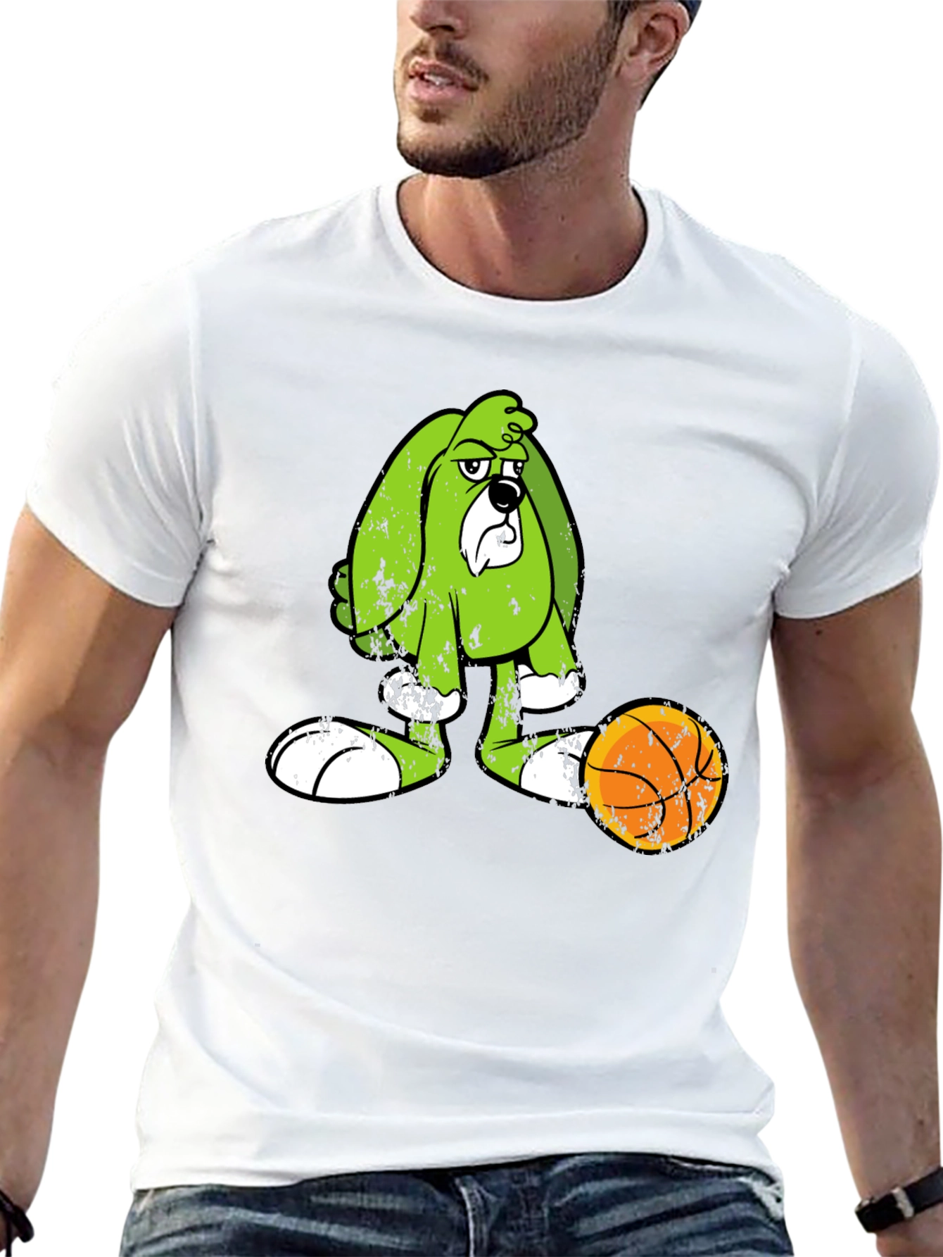 Cartoon Dog Graphic Print Black T-Shirt