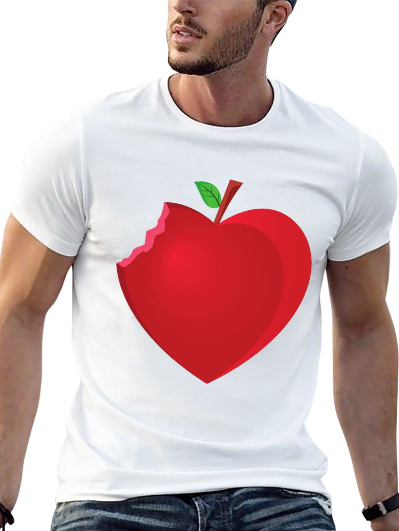 Bitten Apple Heart Graphic Tee - Unisex Black T-Shirt