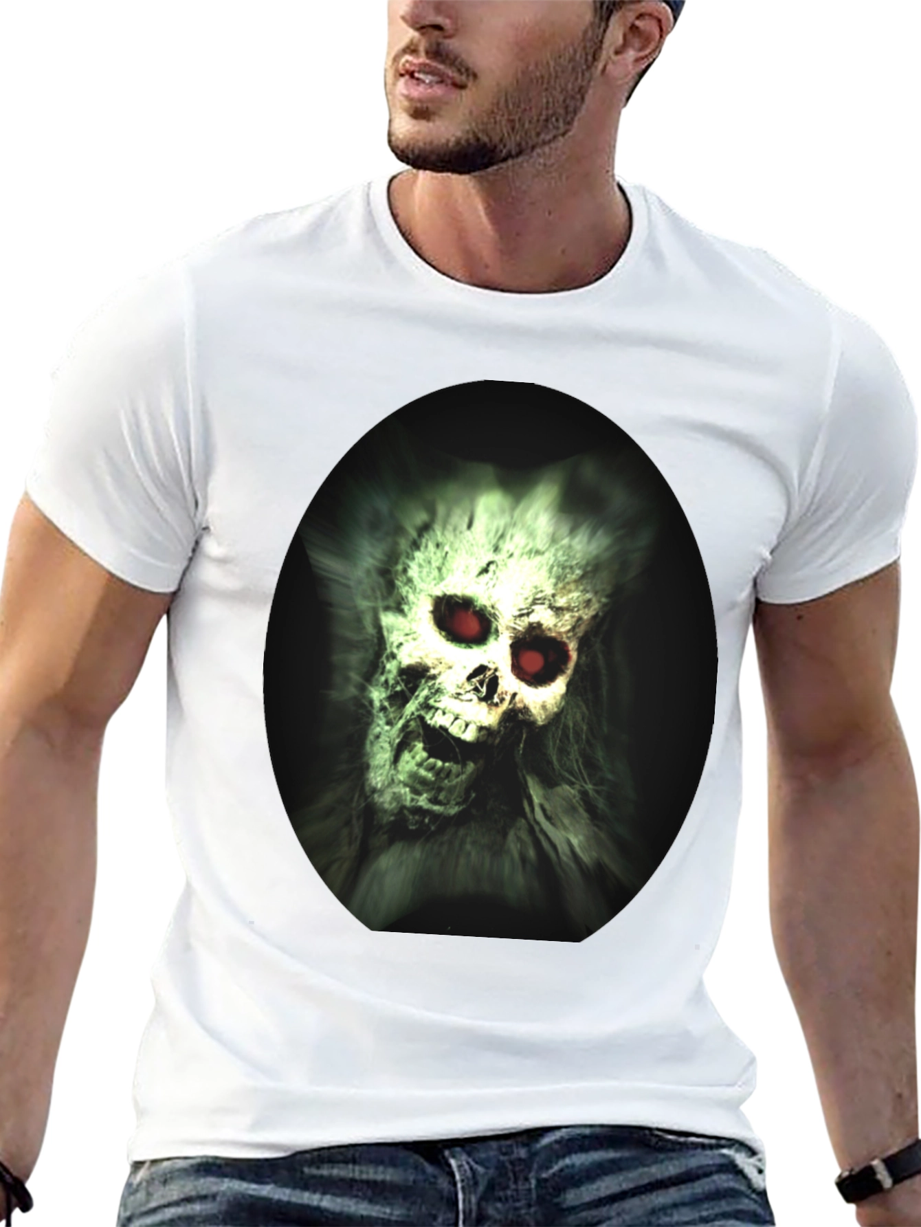 Creepy Skull Graphic Print Black T-Shirt
