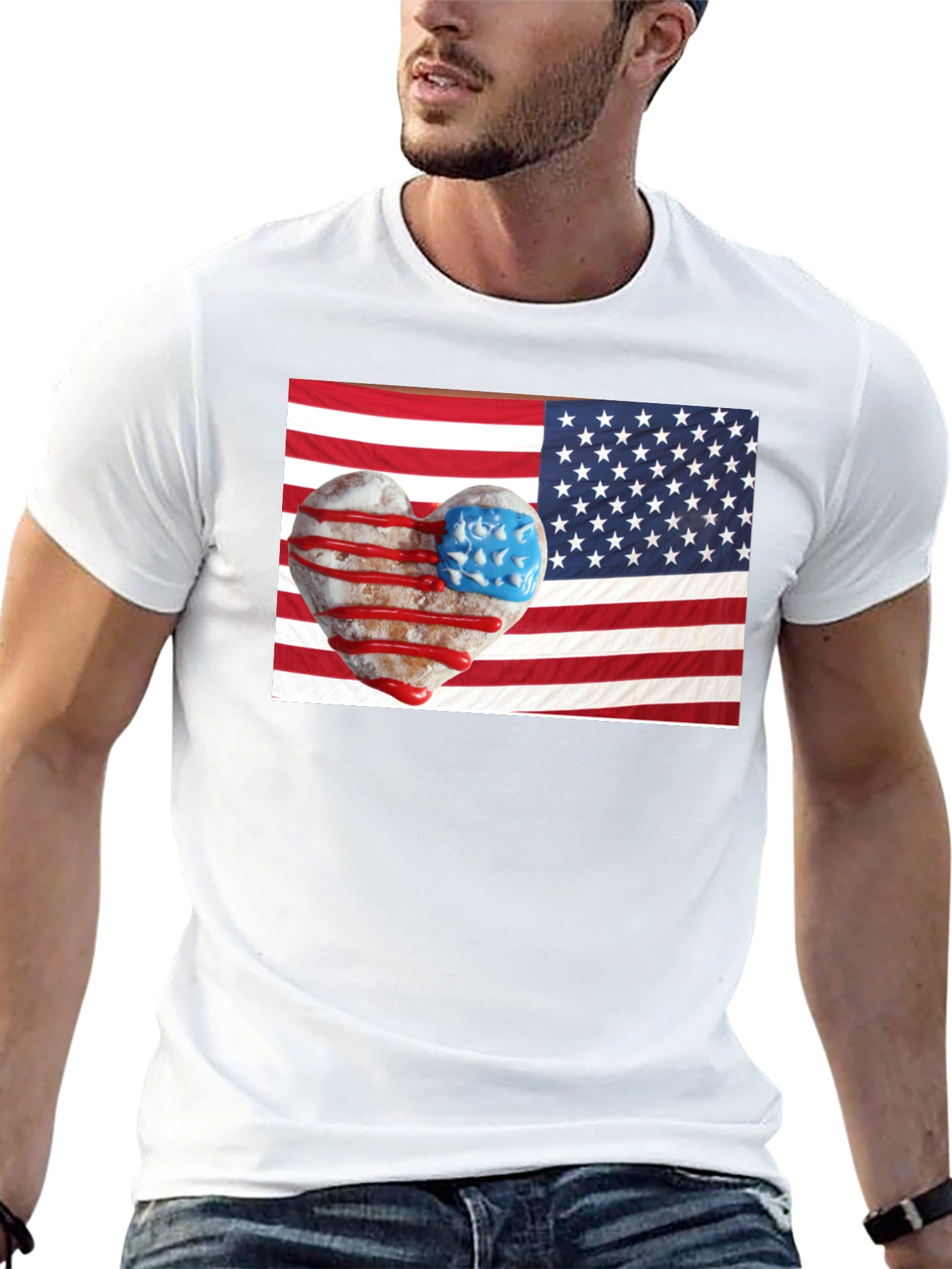 Patriotic Donut Heart USA Flag T-Shirt