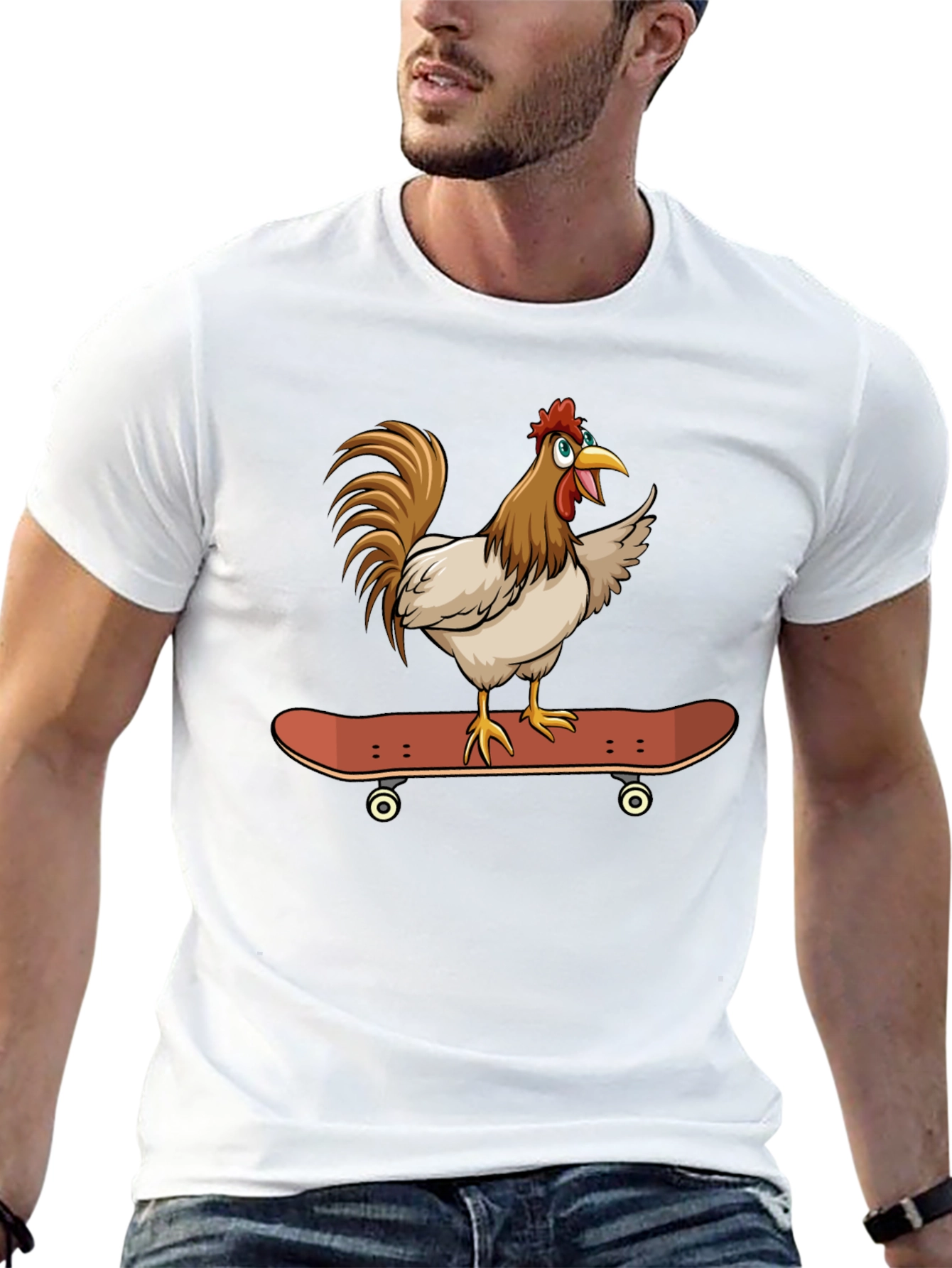 Skateboarding Chicken Graphic Tee