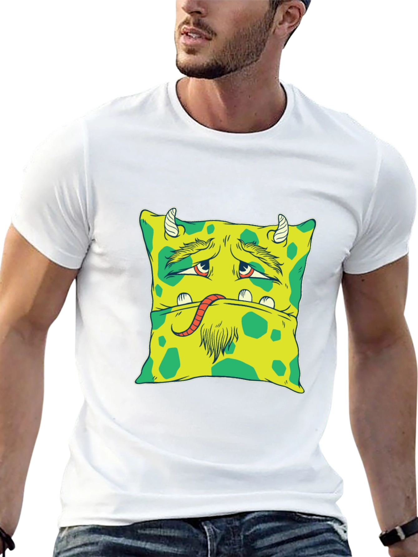 Monster Face Graphic Tee - Unique Black T-Shirt